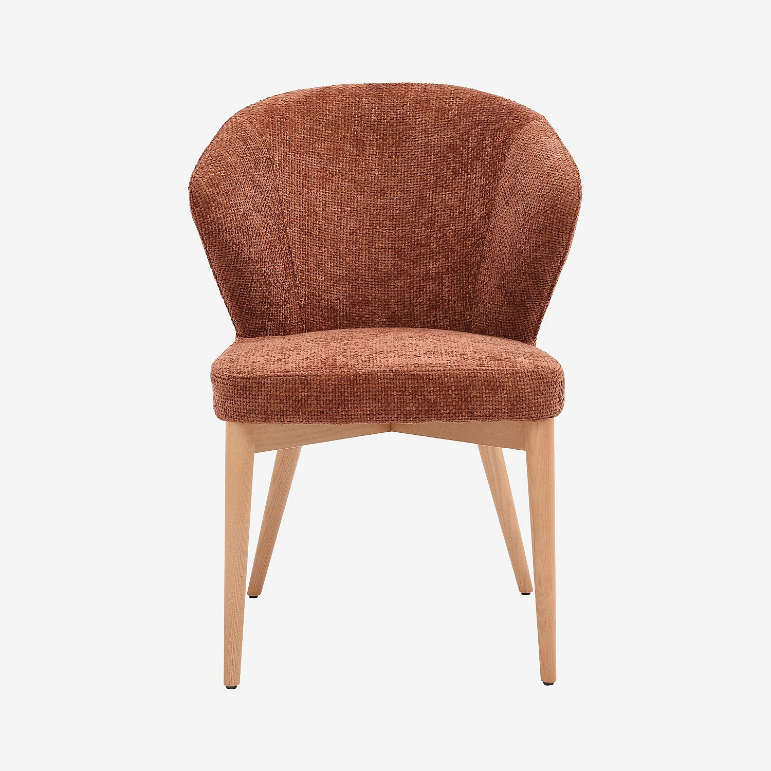 Lot de 2 chaises en tissu chenille et bois massif couleur chêne - Terracotta - 6