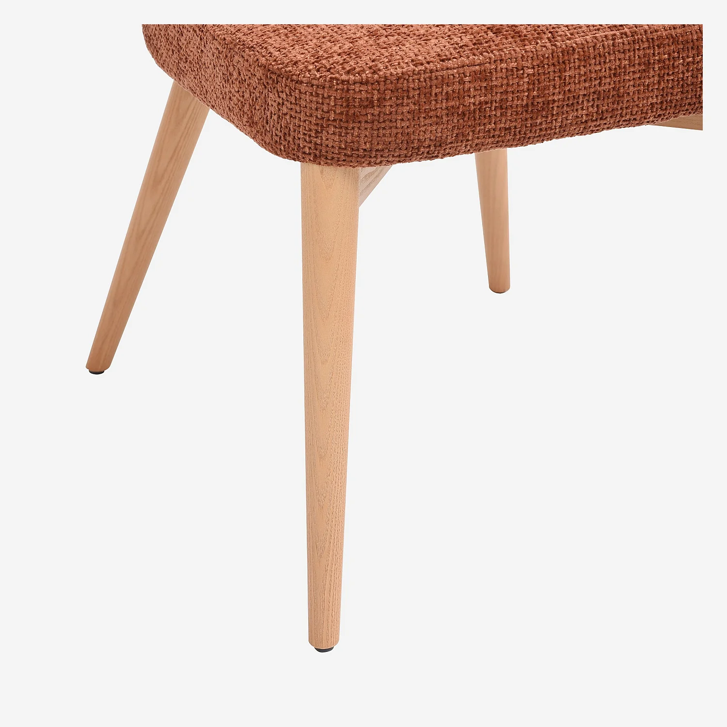 Lot de 2 chaises en tissu chenille et bois massif couleur chêne - Terracotta - 8