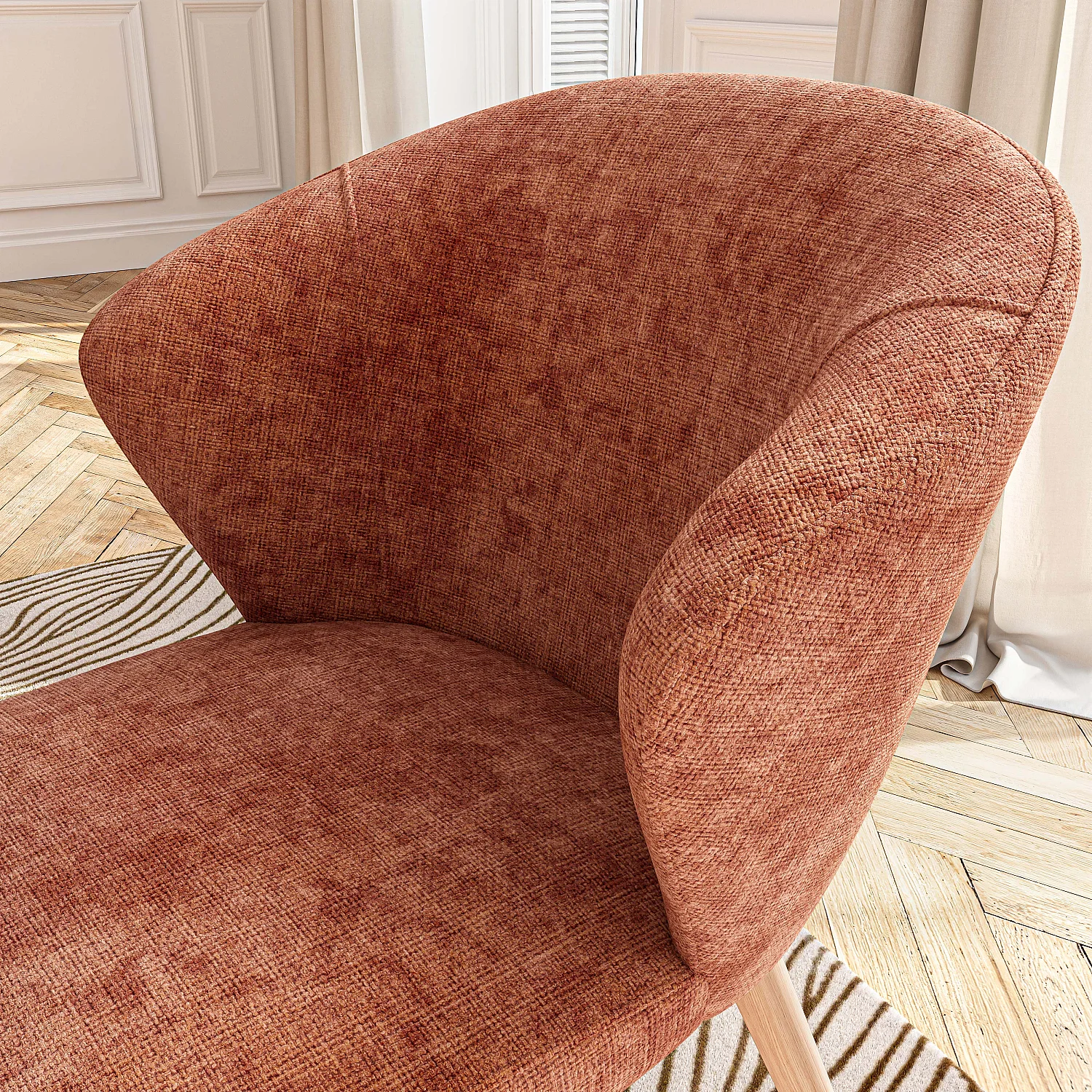 Set di 2 sedie in velluto e legno massello color rovere - Terracotta - 7