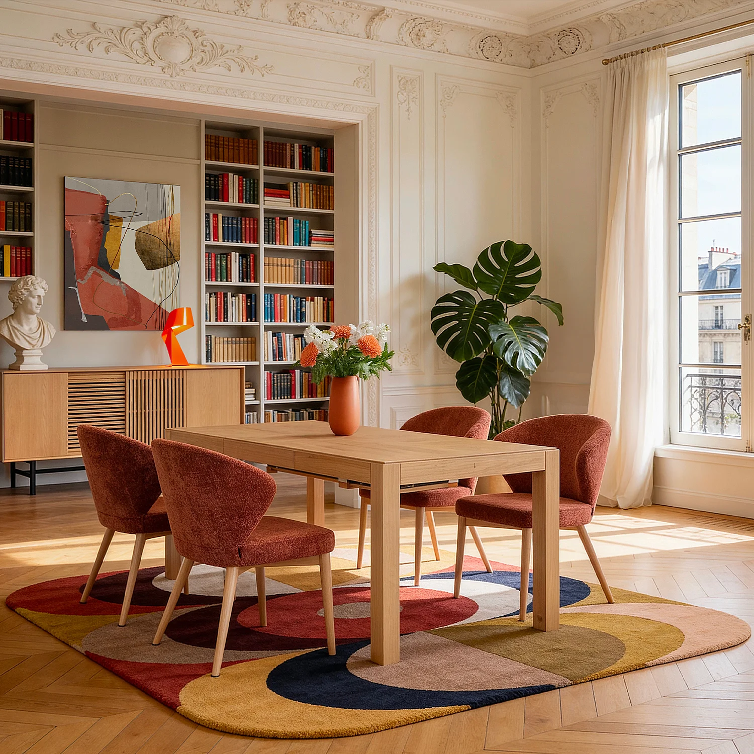 Set di 2 sedie in velluto e legno massello color rovere - Terracotta - 6