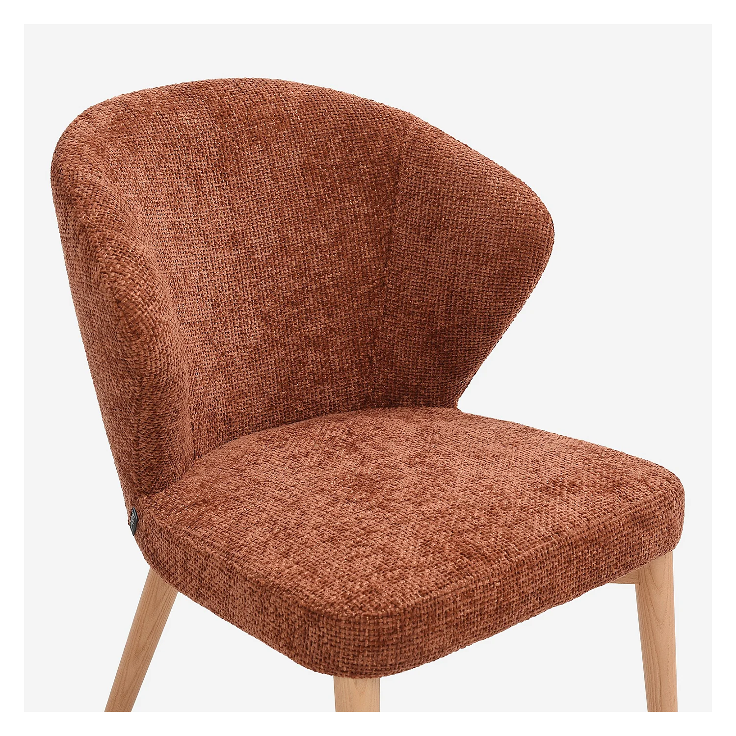Conjunto de 2 cadeiras em chenille e madeira maciça cor carvalho - Terracota - 5