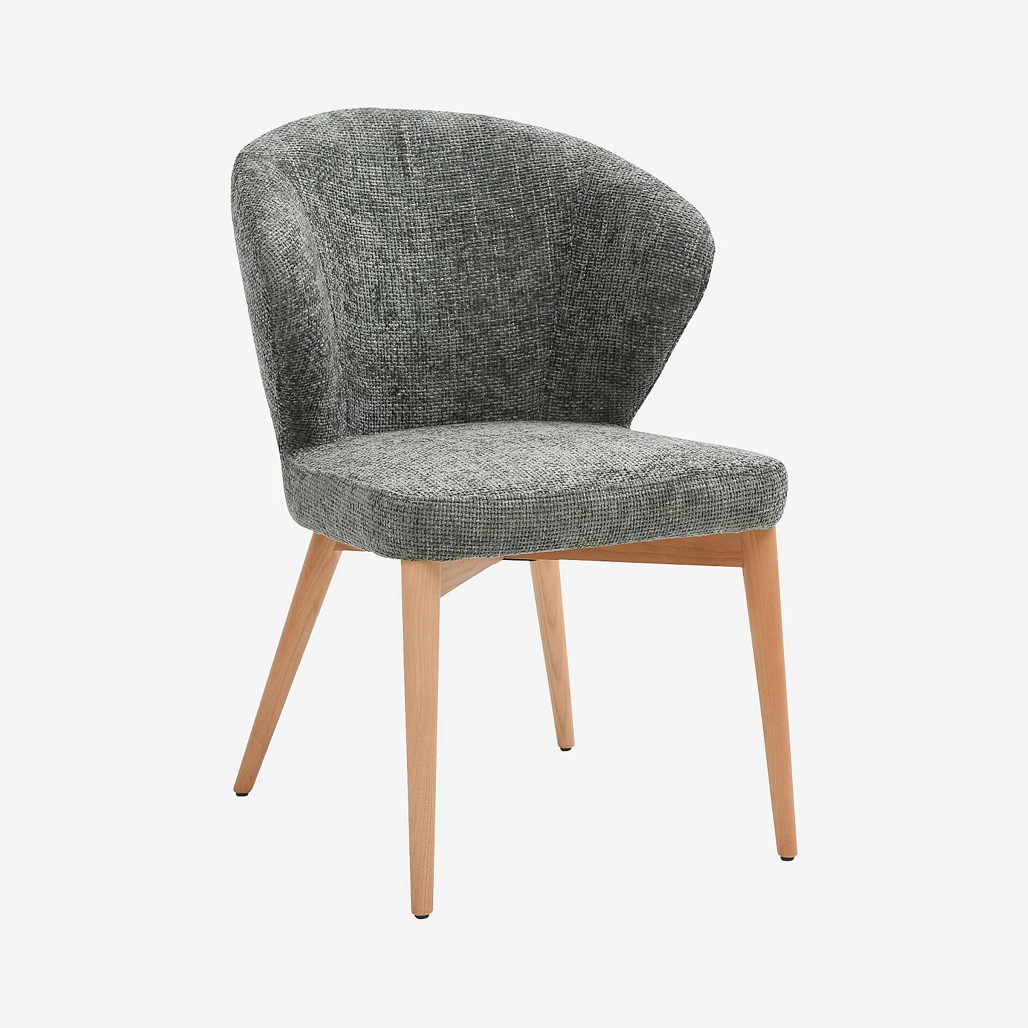 Lot de 2 chaises en tissu chenille et bois massif couleur chêne - Vert sapin - 2