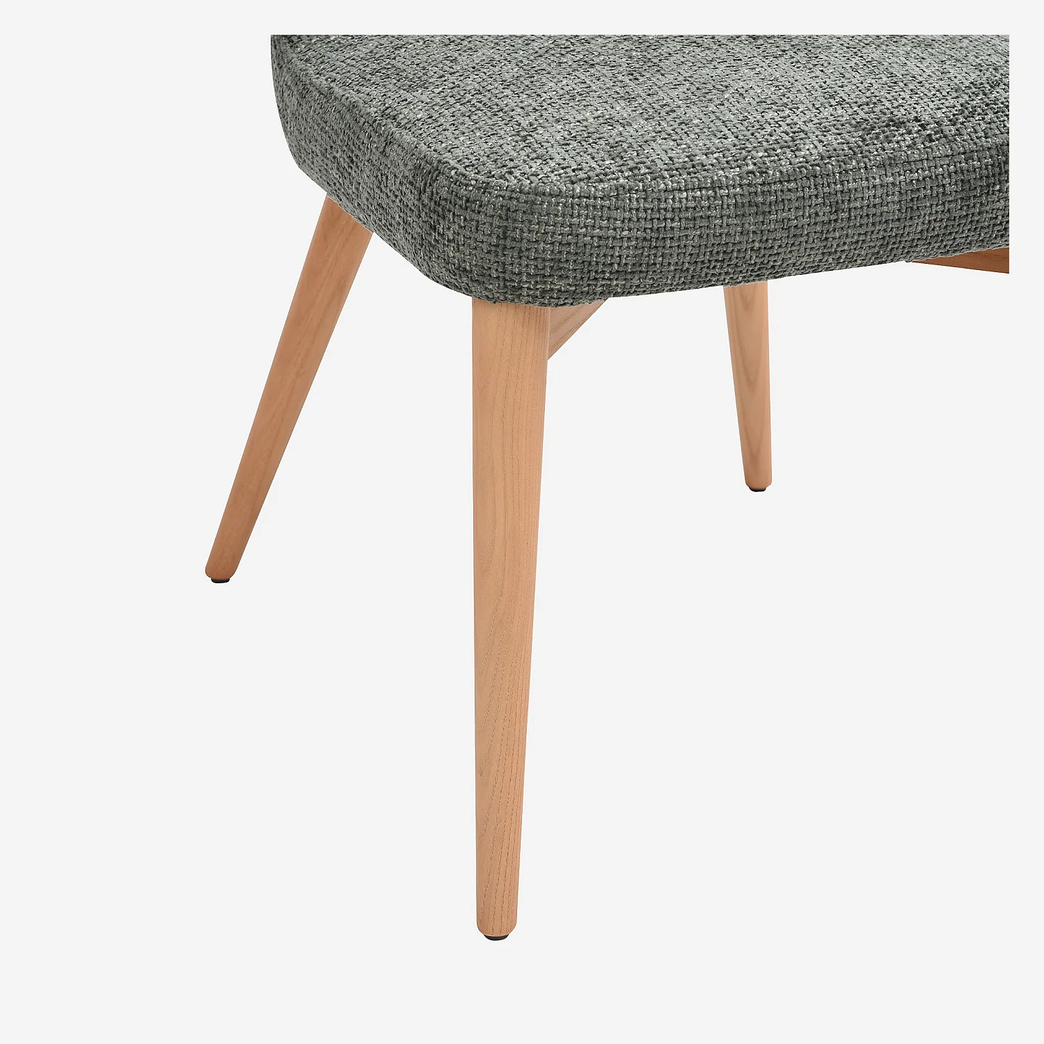 Lot de 2 chaises en tissu chenille et bois massif couleur chêne - Vert sapin - 4