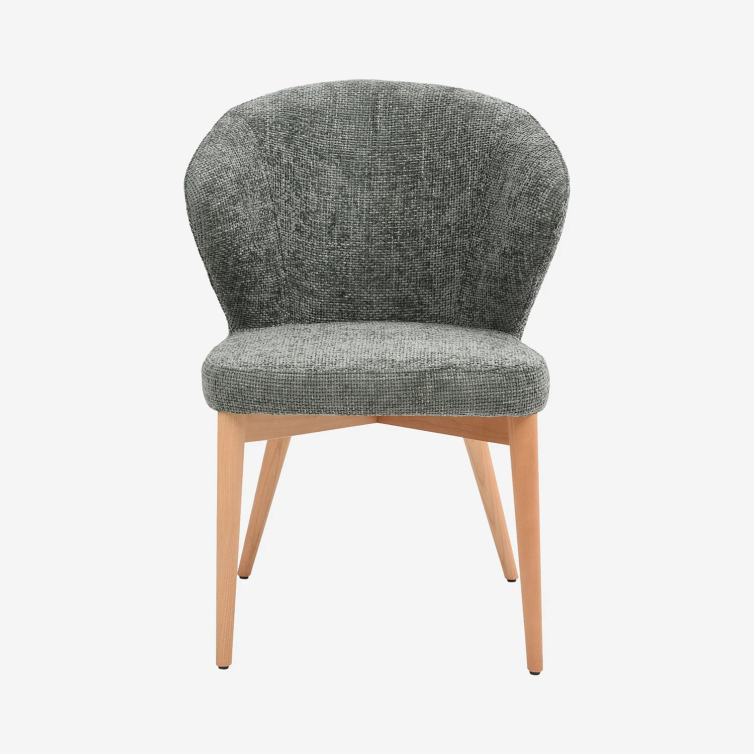 Lot de 2 chaises en tissu chenille et bois massif couleur chêne - Vert sapin - 6