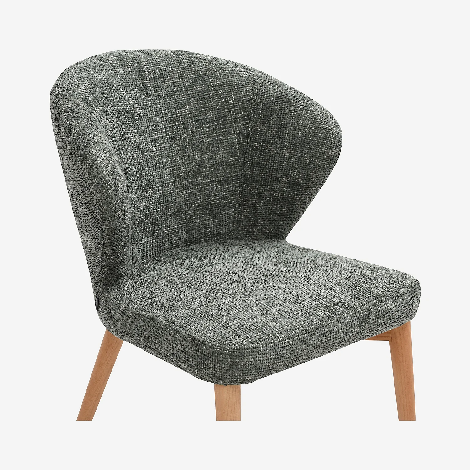 Lot de 2 chaises en tissu chenille et bois massif couleur chêne - Vert sapin - 8