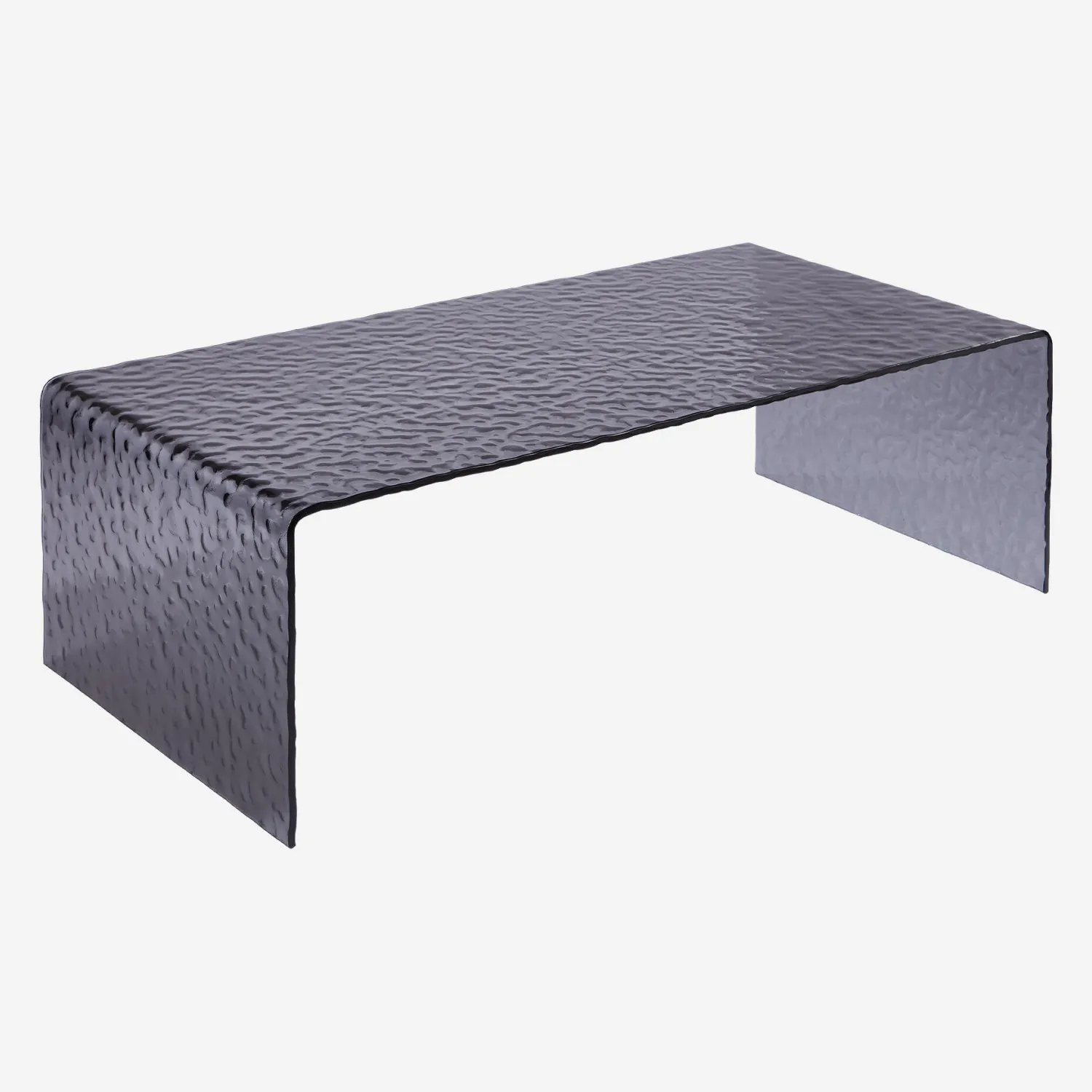 Table basse rectangulaire en verre trempé bullé - Gris fumé - 1