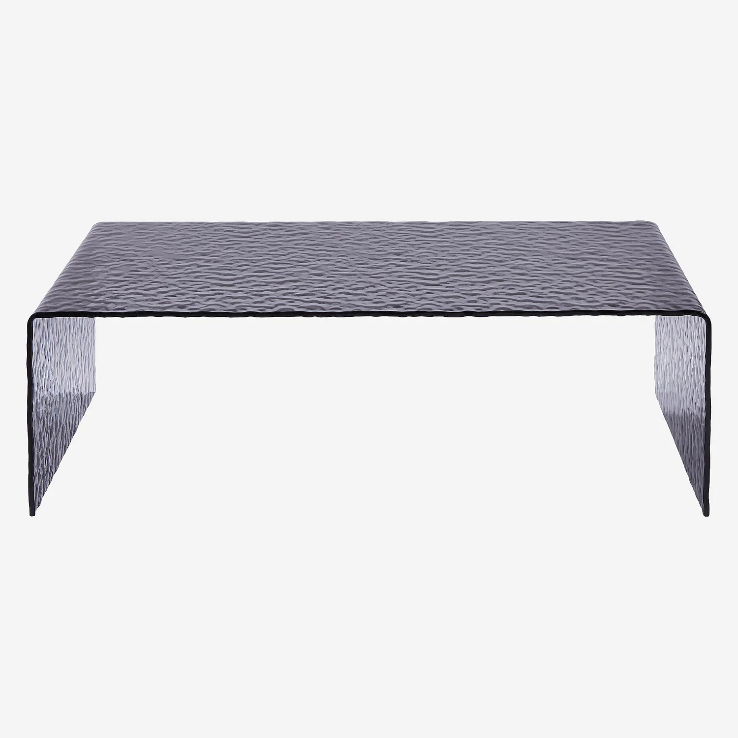 Table basse rectangulaire en verre trempé bullé - Gris fumé - 2