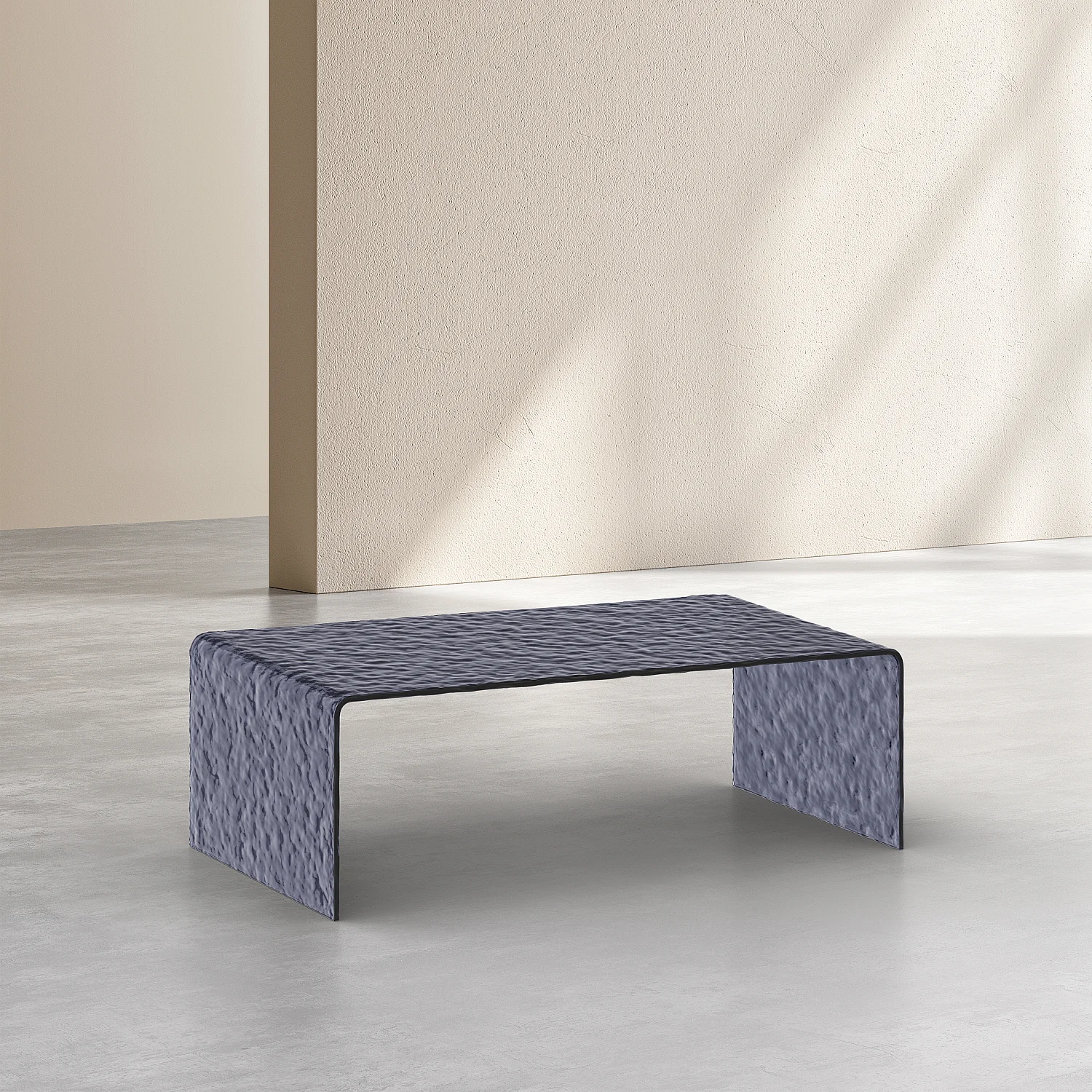 Tavolino rettangolare in vetro temperato a bolle - Grigio fumé - 6