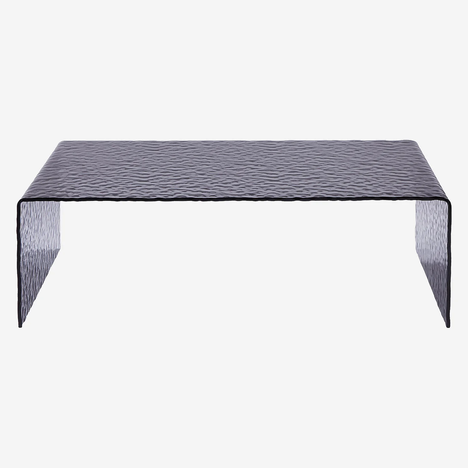 Table basse rectangulaire en verre trempé bullé - Gris fumé - 2