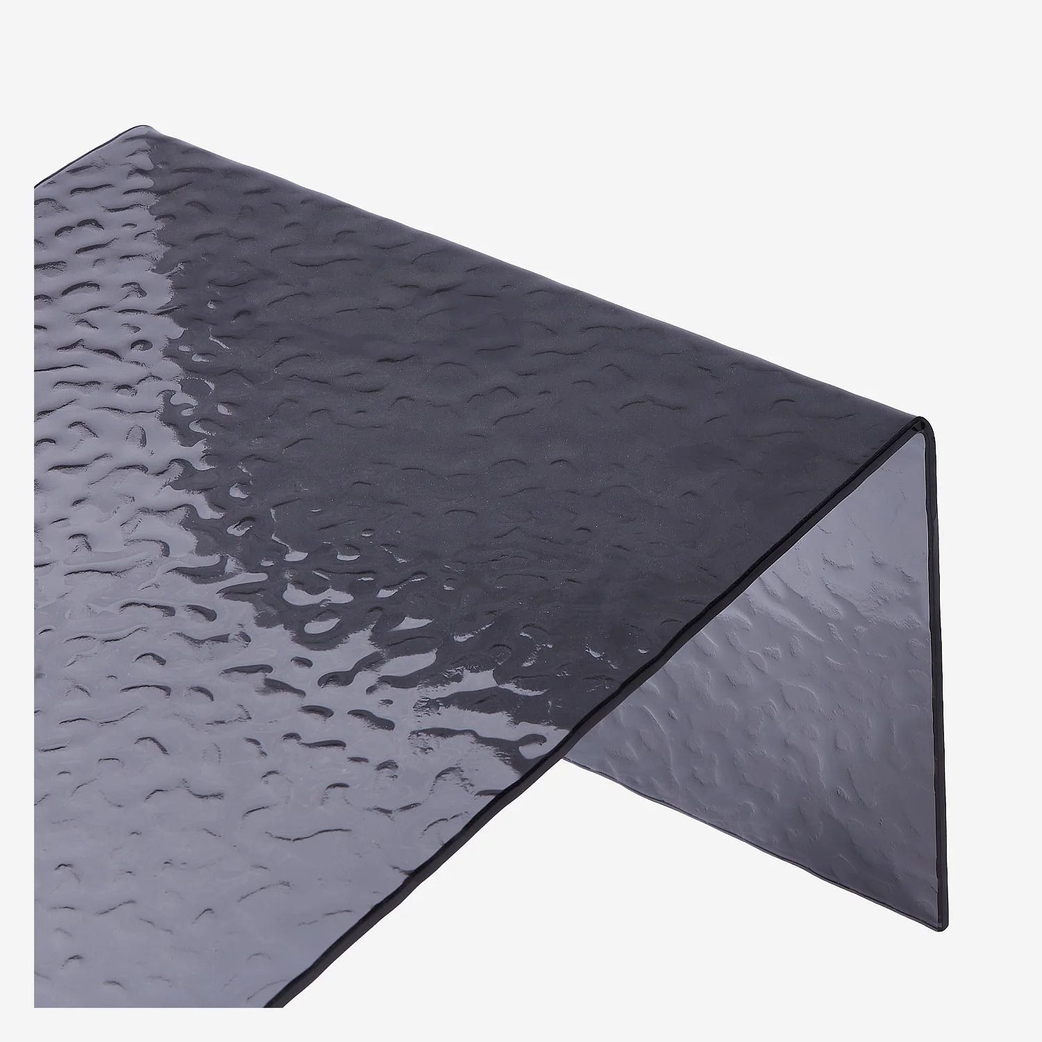 Table basse rectangulaire en verre trempé bullé - Gris fumé - 4