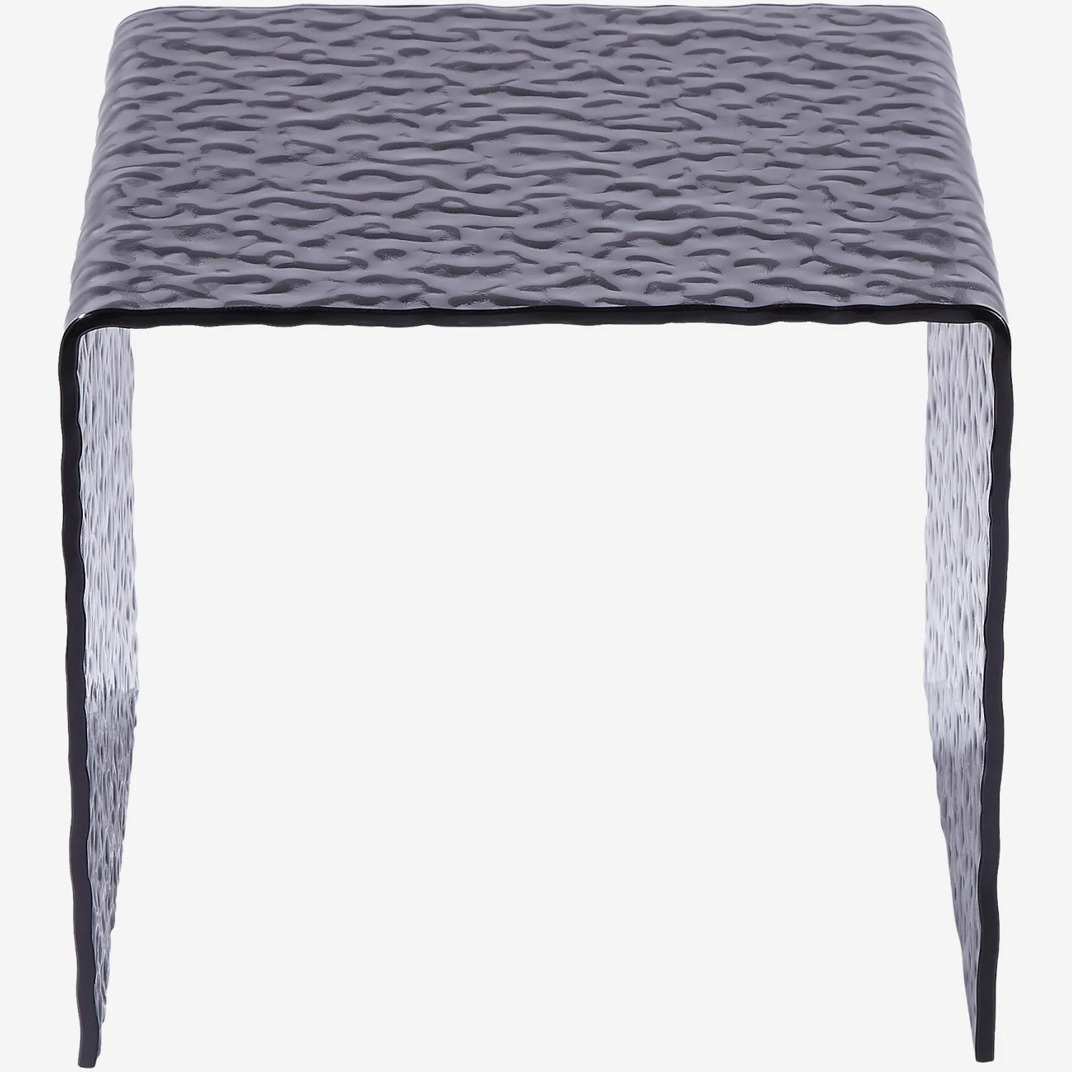 Table d'appoint carrée en verre trempé bullé - Gris fumé