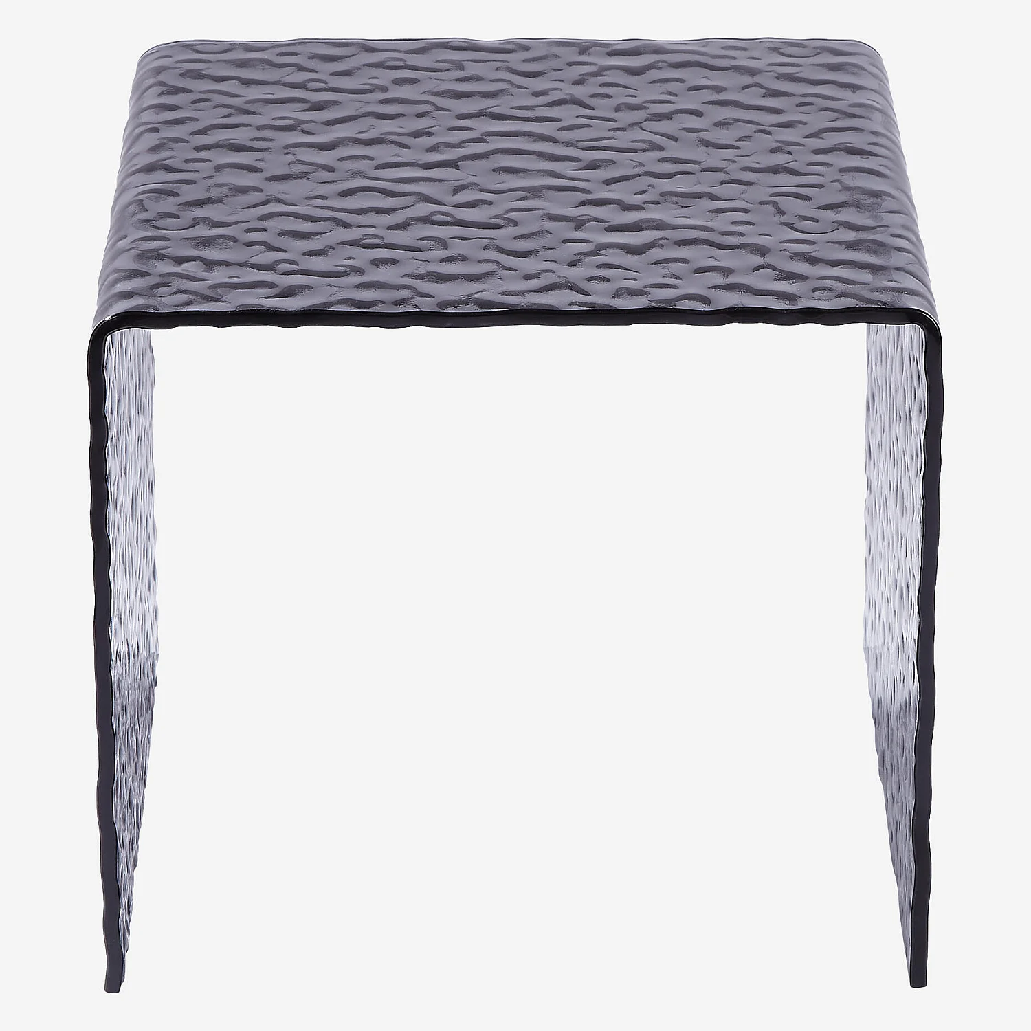 Table d'appoint carrée en verre trempé bullé - Gris fumé - 3