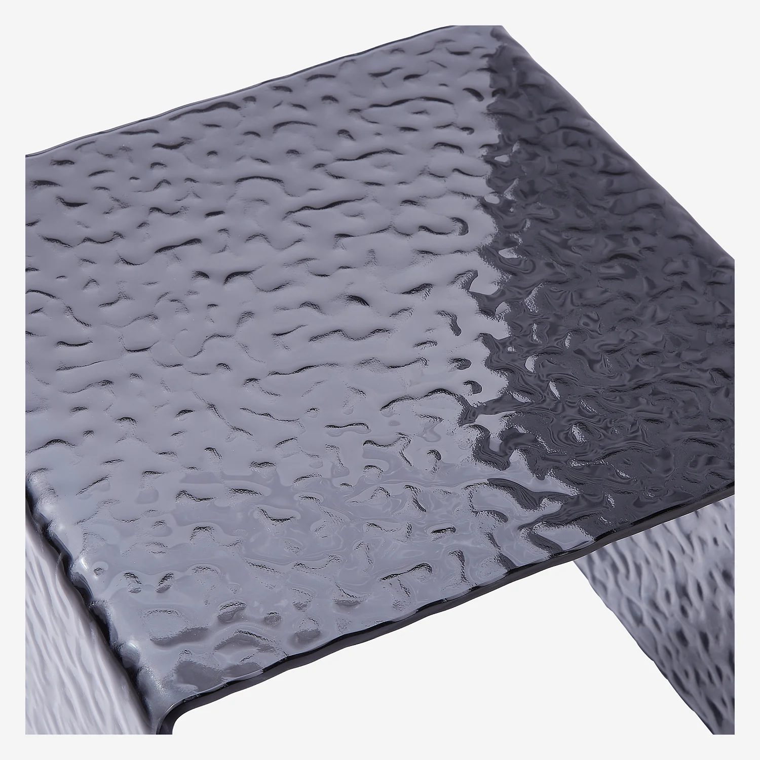 Table d'appoint carrée en verre trempé bullé - Gris fumé - 4
