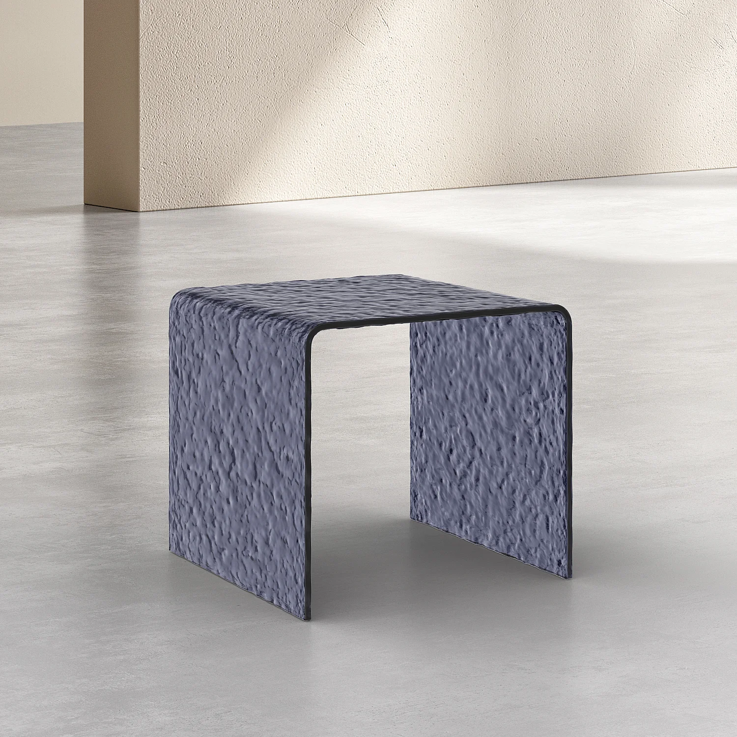 Quadratischer Beistelltisch aus gehärtetem geblasenem Glas - Rauchgrau - 2