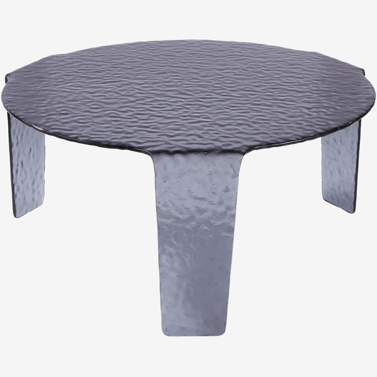 Table basse ronde en verre trempé bullé - 80 cm - Gris fumé