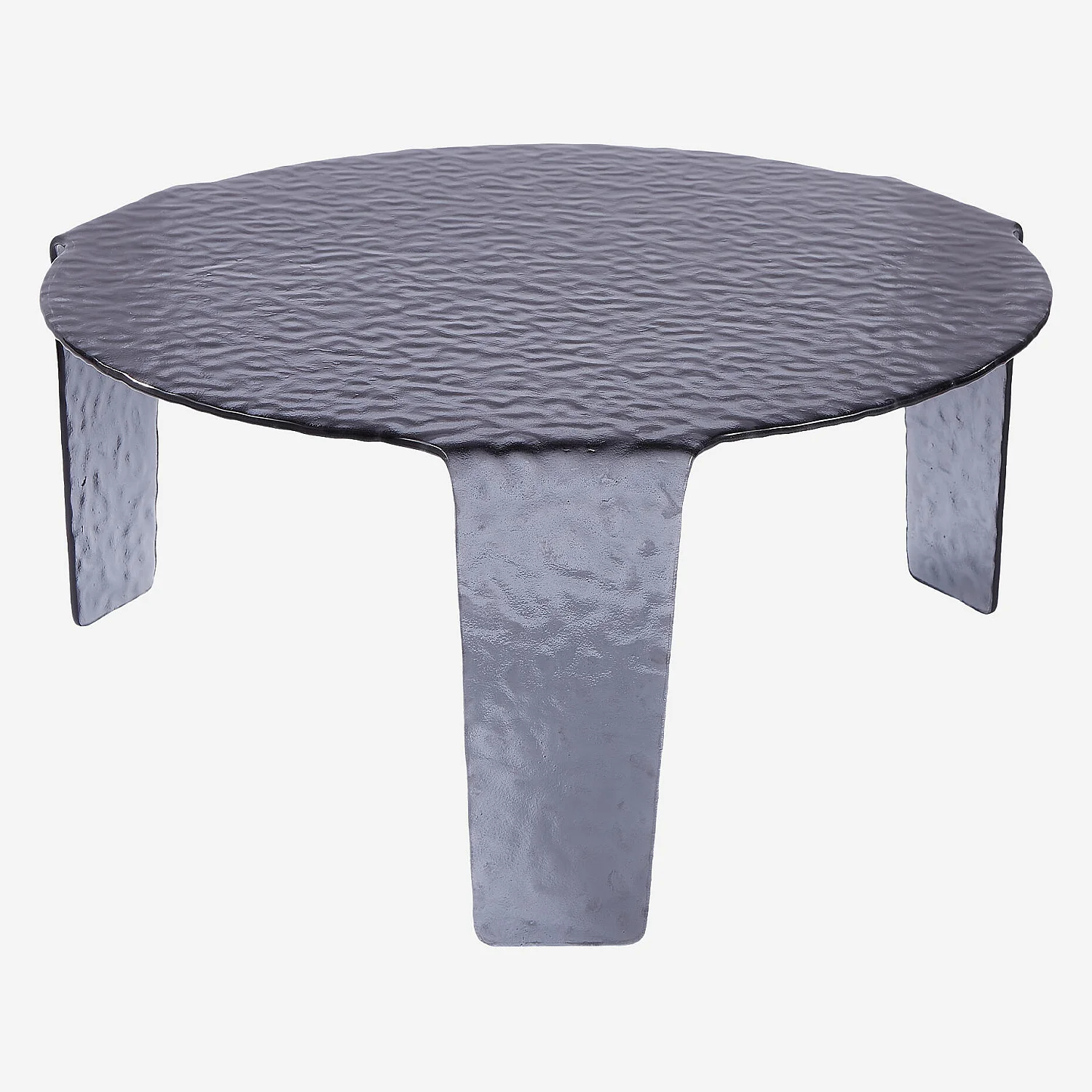 Table basse ronde en verre bullé - 80 cm - Gris fumé - 2