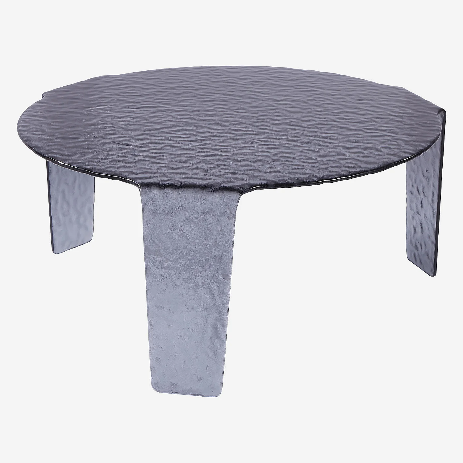 Table basse ronde en verre bullé - 80 cm - Gris fumé - 5