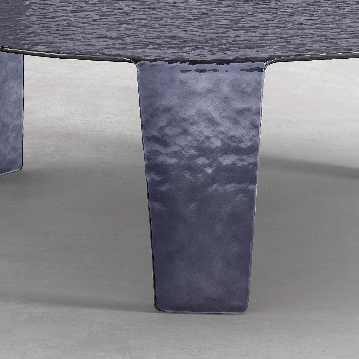 Tavolino rotondo in vetro temperato bollicinato - 80 cm - Grigio fumé - 4