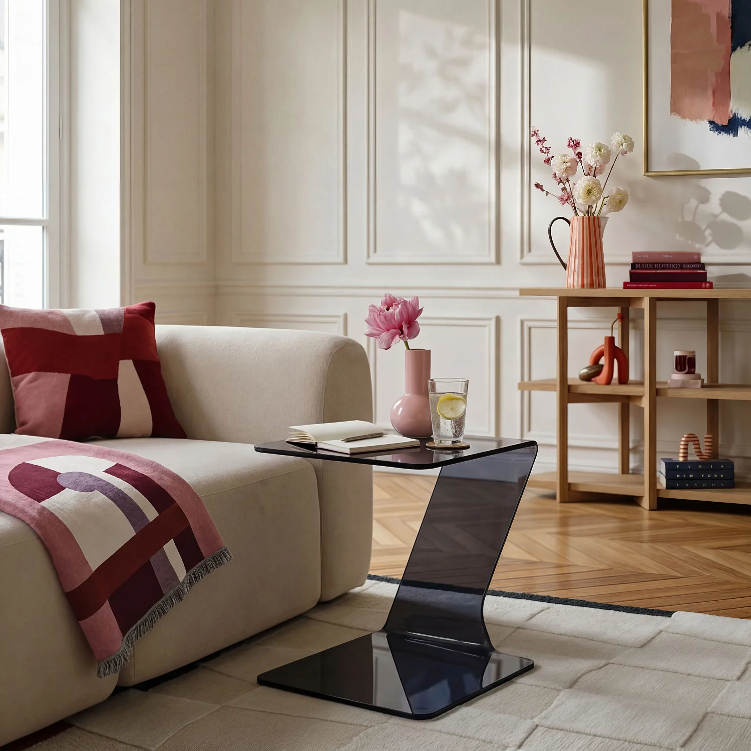 Tavolino in vetro temperato - Grigio fumé - 1