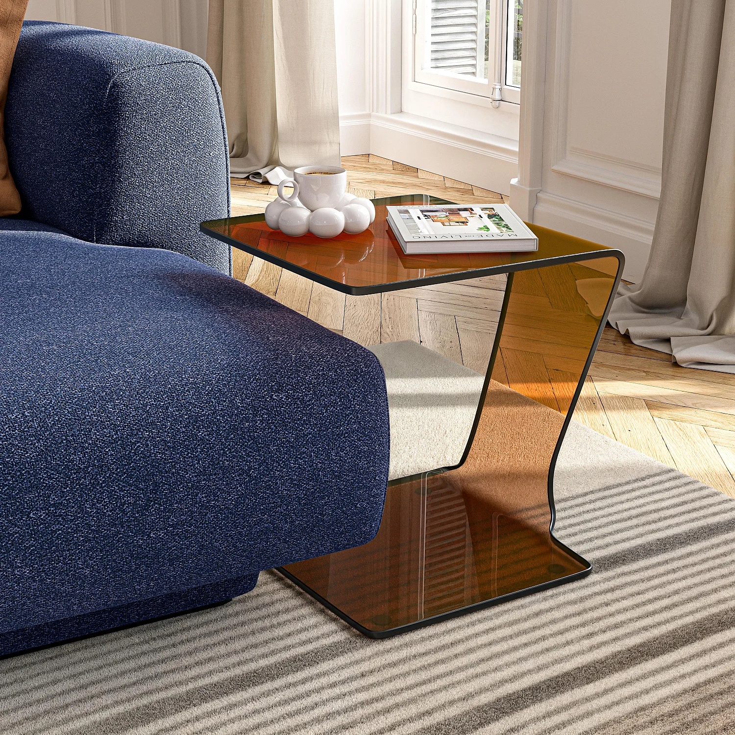 Table d'appoint en verre - Marron ambré - 1