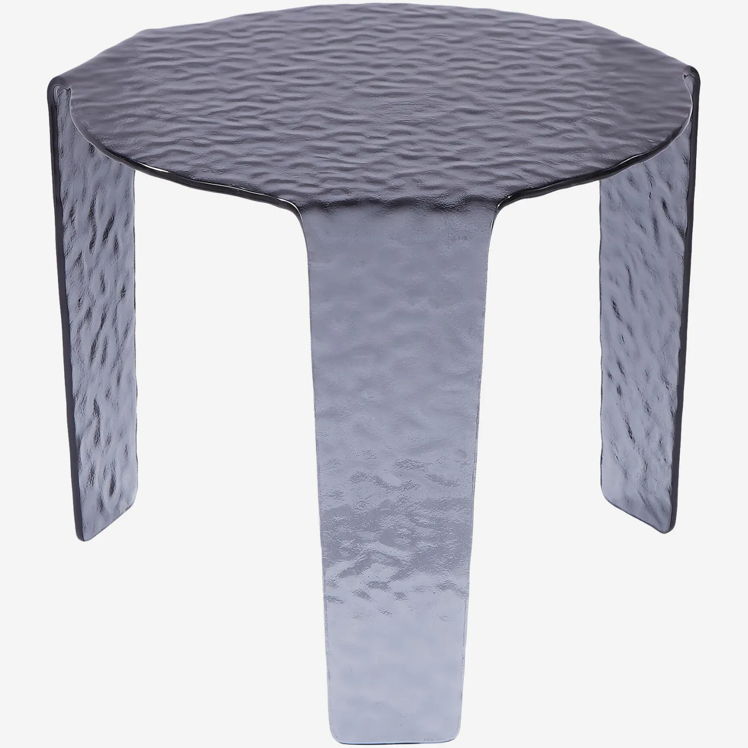 Table basse ronde en verre trempé bullé - 50 cm - Gris fumé