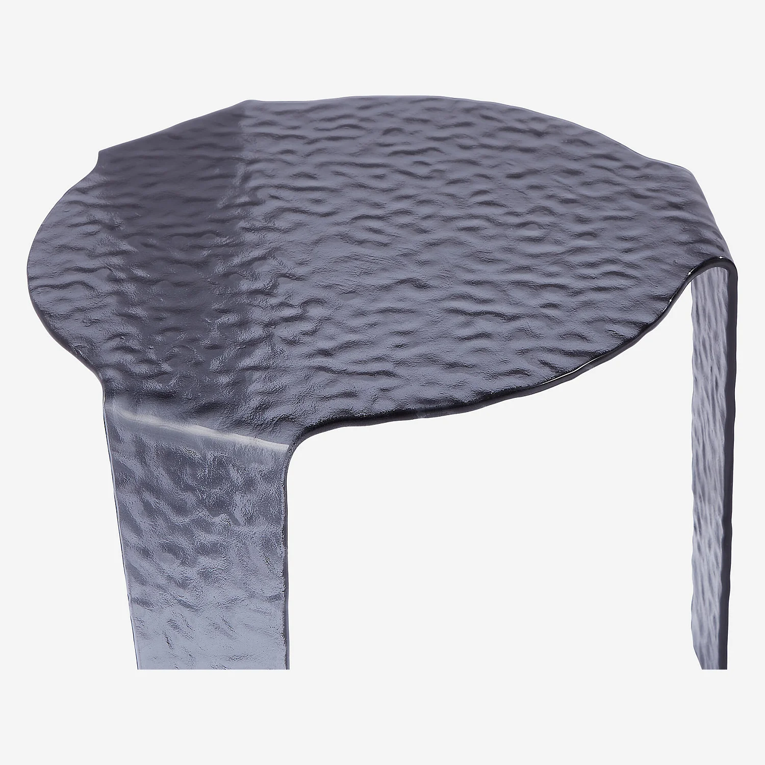 Table basse ronde en verre bullé - 50 cm - Gris fumé - 3