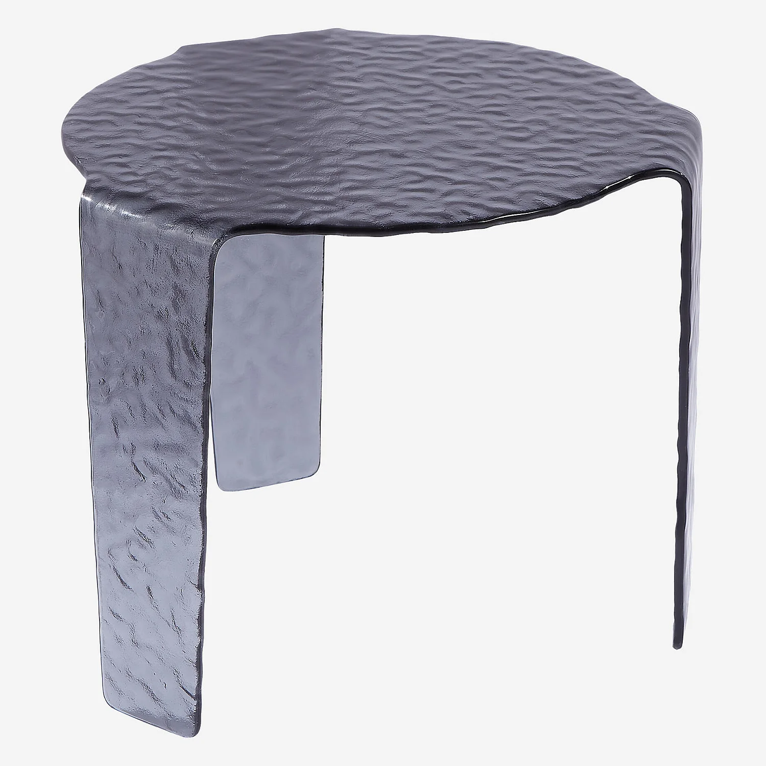 Table basse ronde en verre bullé - 50 cm - Gris fumé - 4