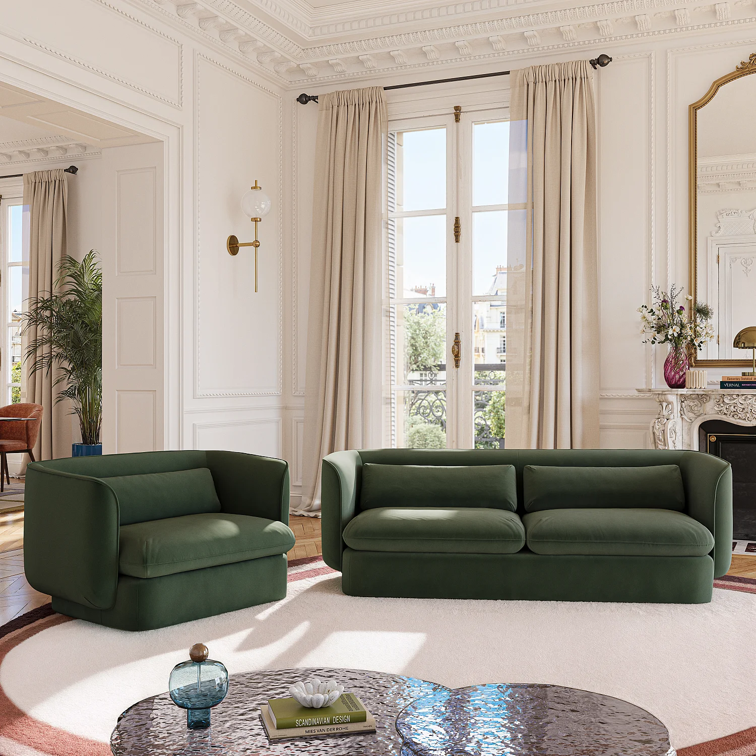 Table basse ronde en verre bullé - 50 cm - Gris fumé - 7