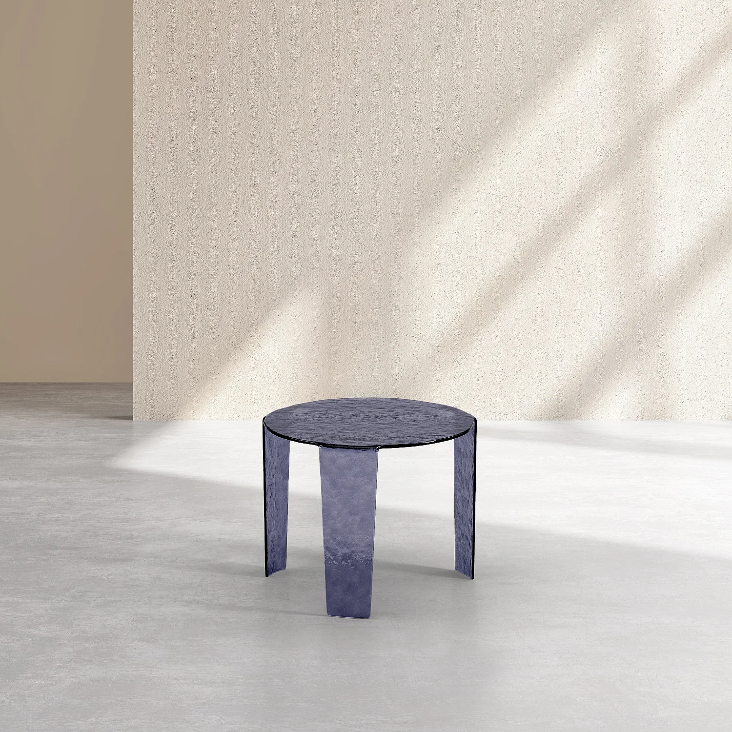 Tavolino rotondo in vetro temperato bullato - 50 cm - Grigio fumé - 1