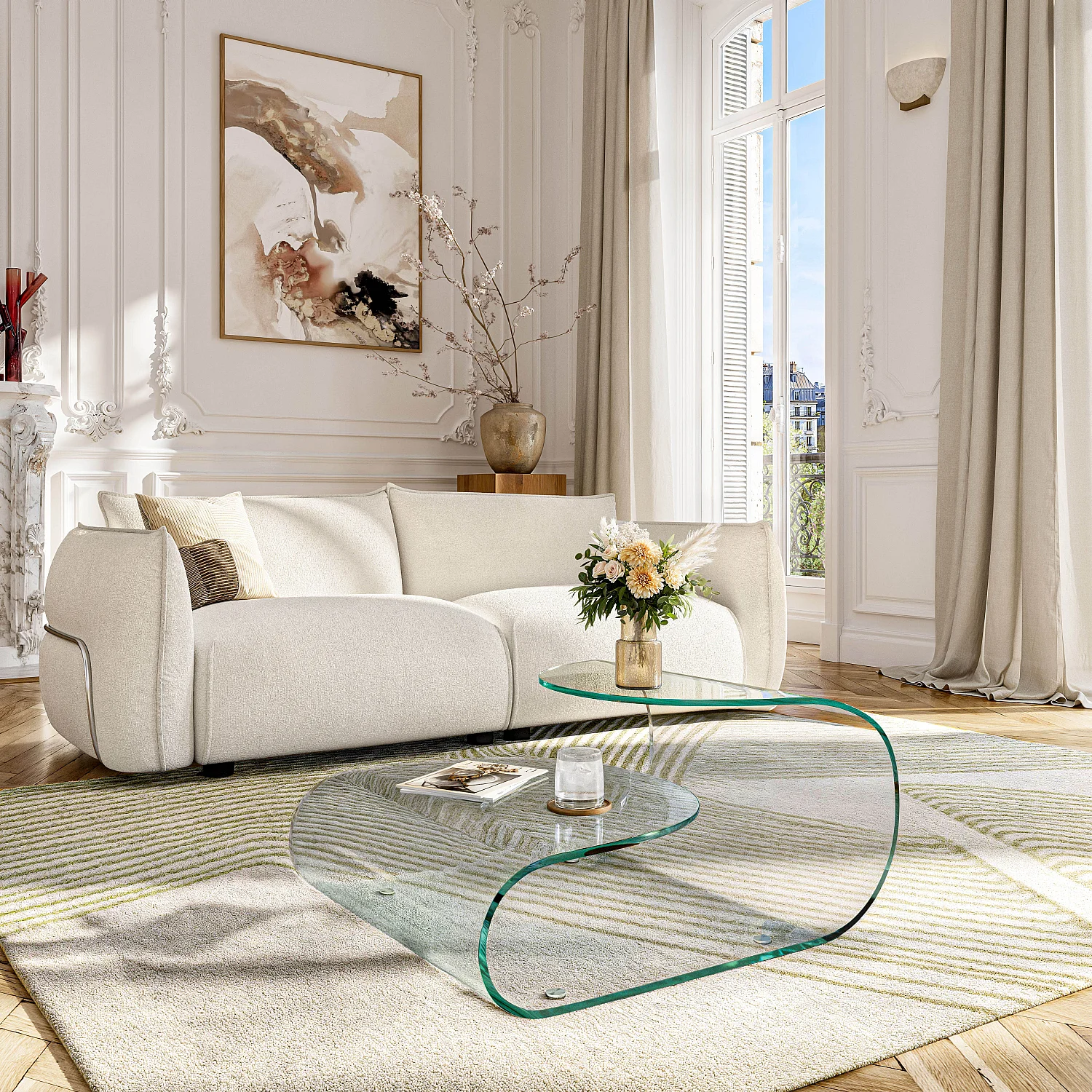 Couchtisch aus gehärtetem Glas - Transparent - 1