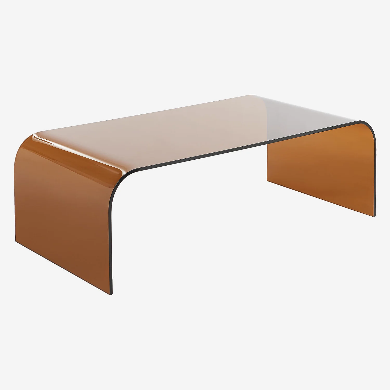 Table basse rectangulaire en verre - Marron ambré - 4