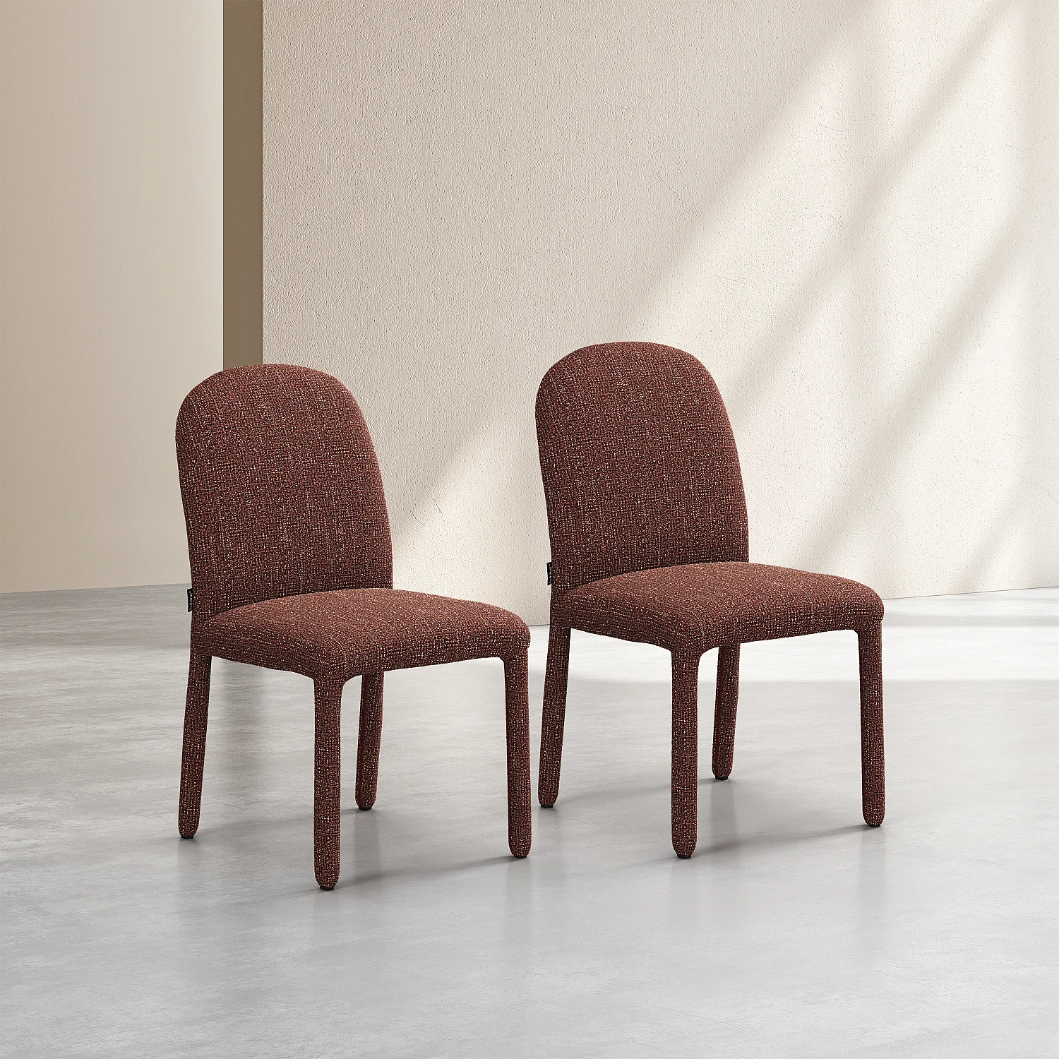 Set mit 2 Stühlen aus strukturiertem Stoff - Bordeaux meliert - 2