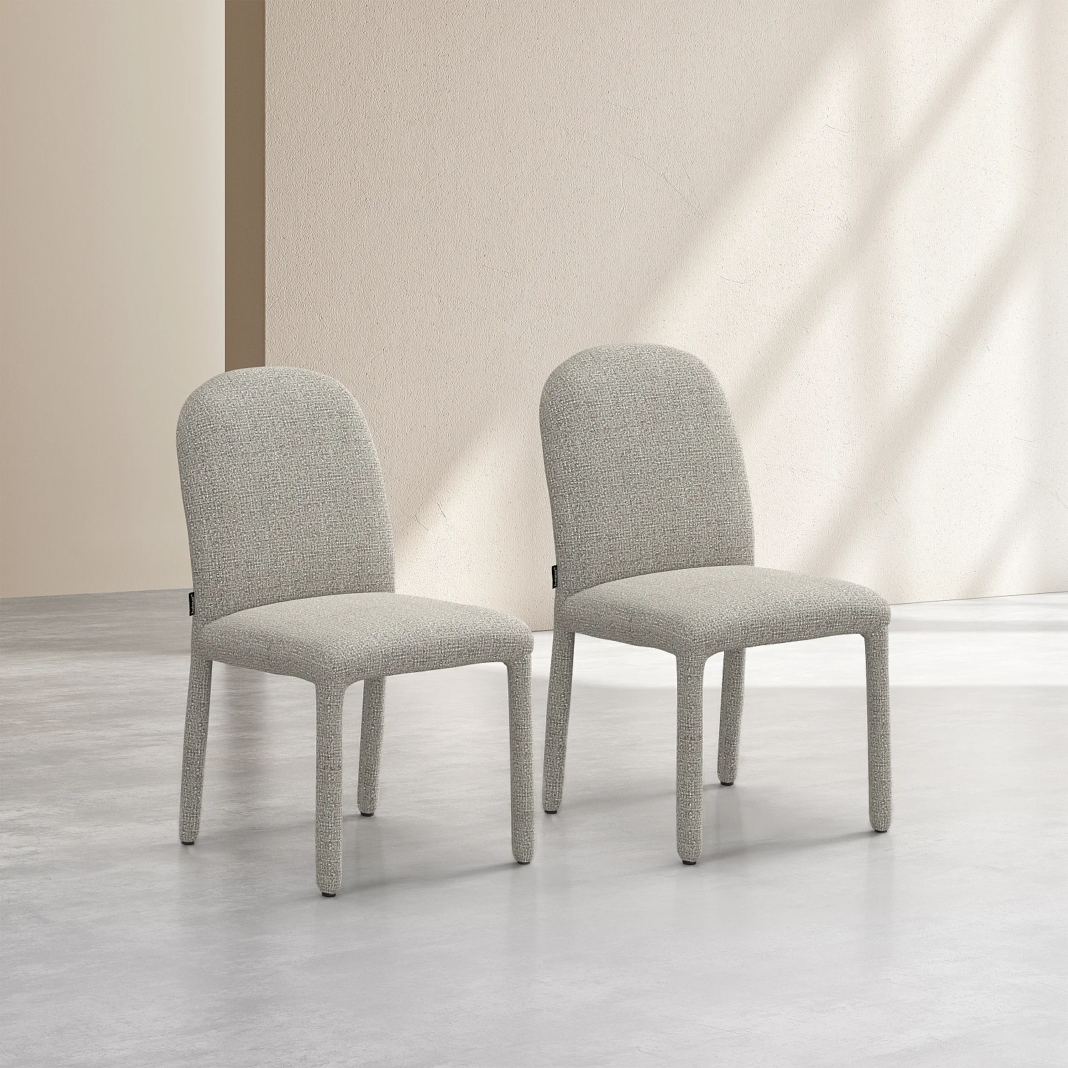 Lot de 2 chaises en tissu texturé - Gris clair - 2