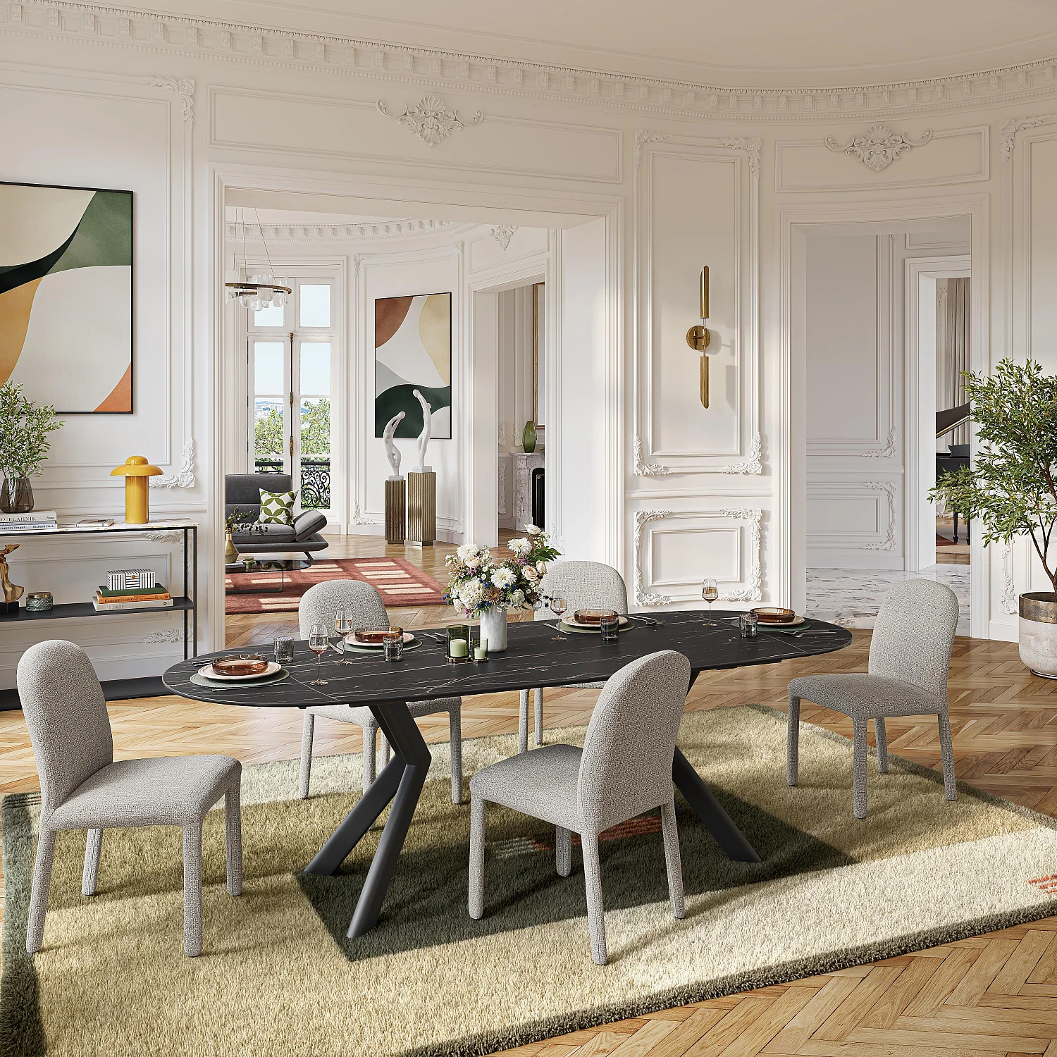 Lot de 2 chaises en tissu texturé - Gris clair - 3