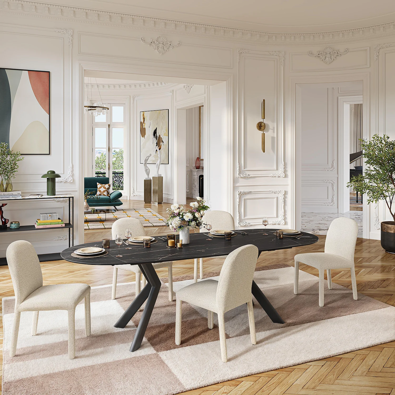 Set aus 2 Stühlen aus strukturiertem Stoff - Weißer Sand - 3