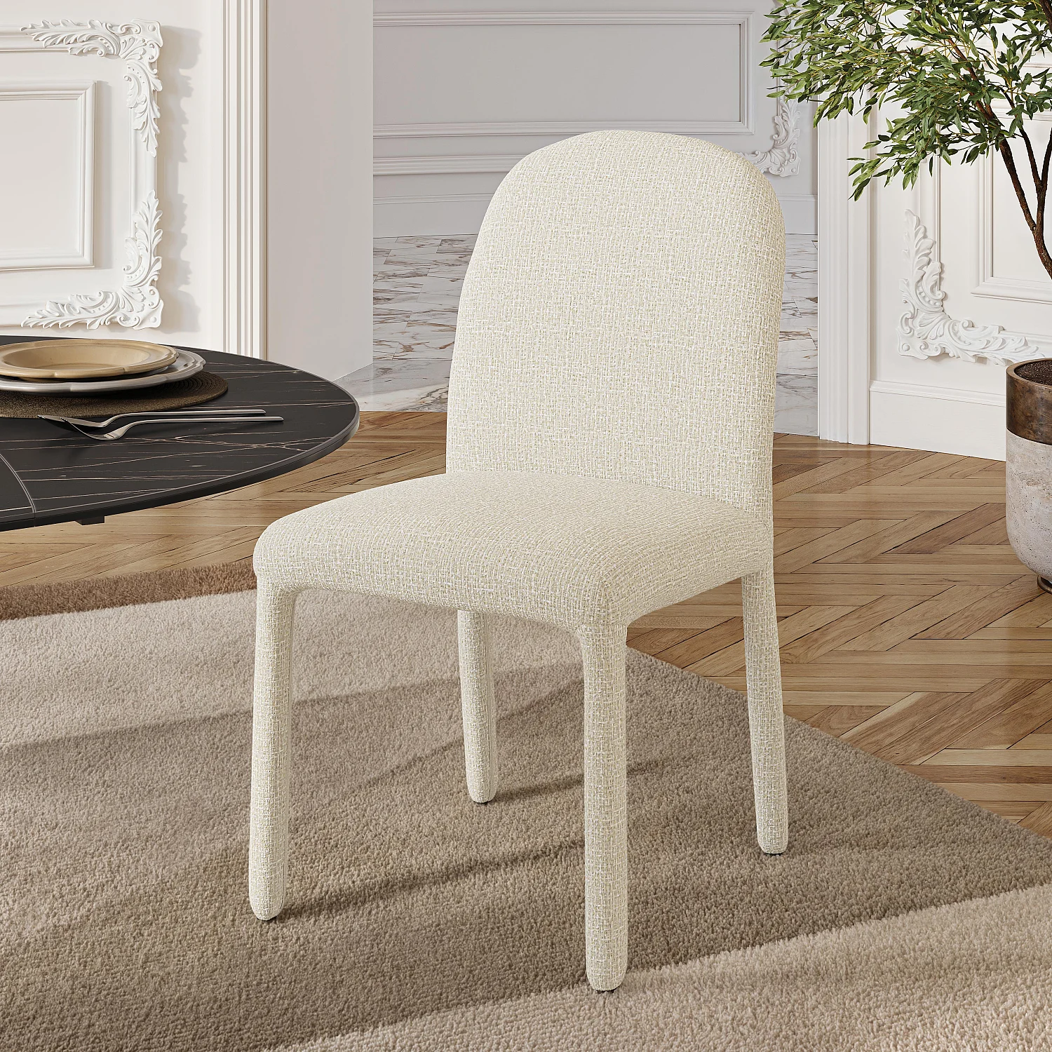 Set aus 2 Stühlen aus strukturiertem Stoff - Weißer Sand - 1