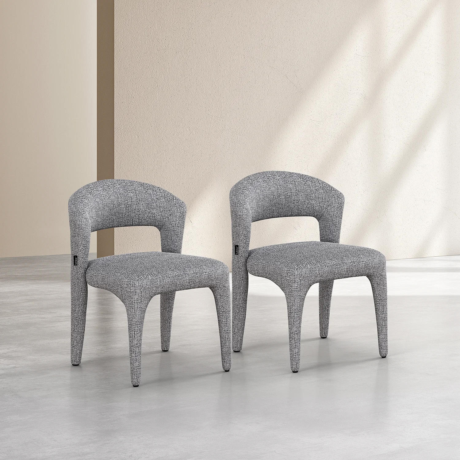 Lot de 2 chaises en tissu texturé - Gris chiné - 2
