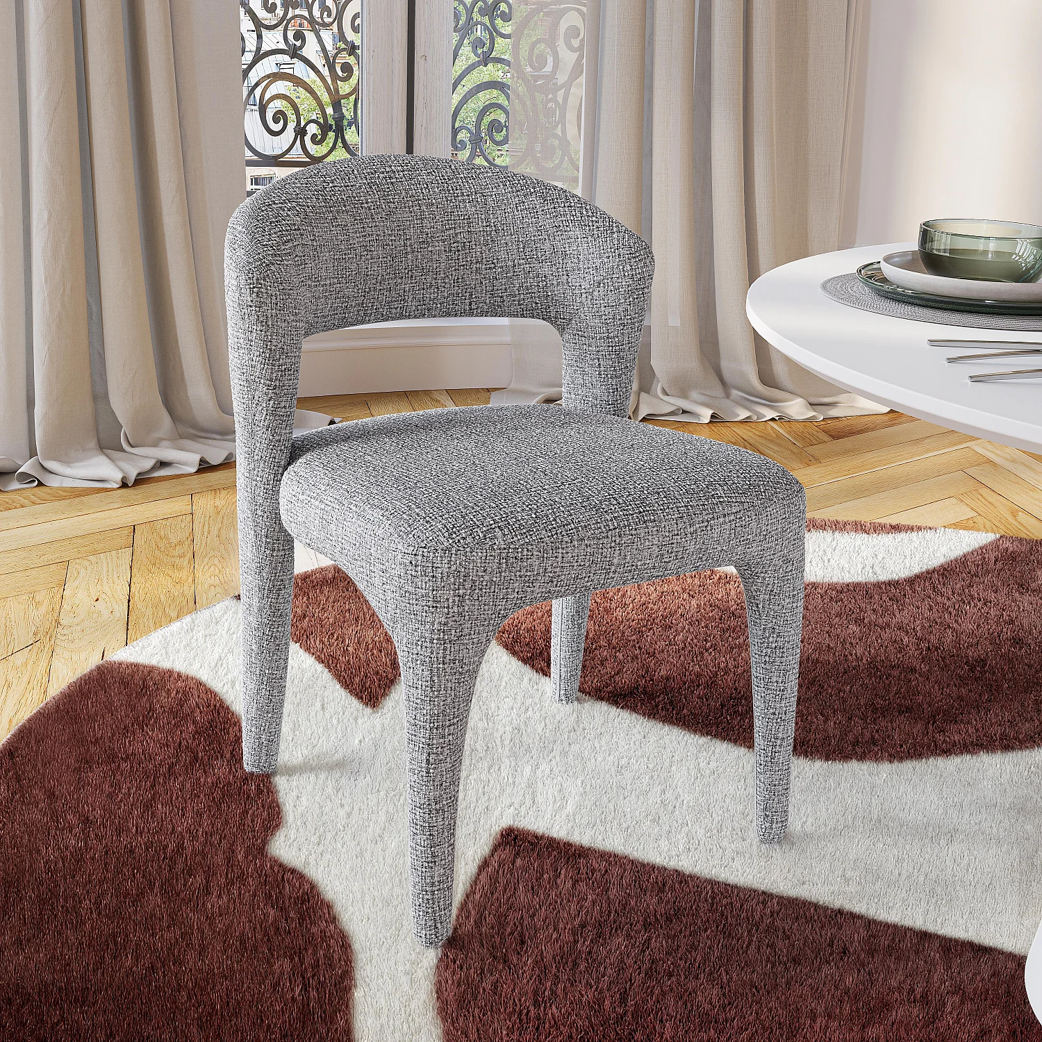 Lot de 2 chaises en tissu texturé - Gris chiné - 3