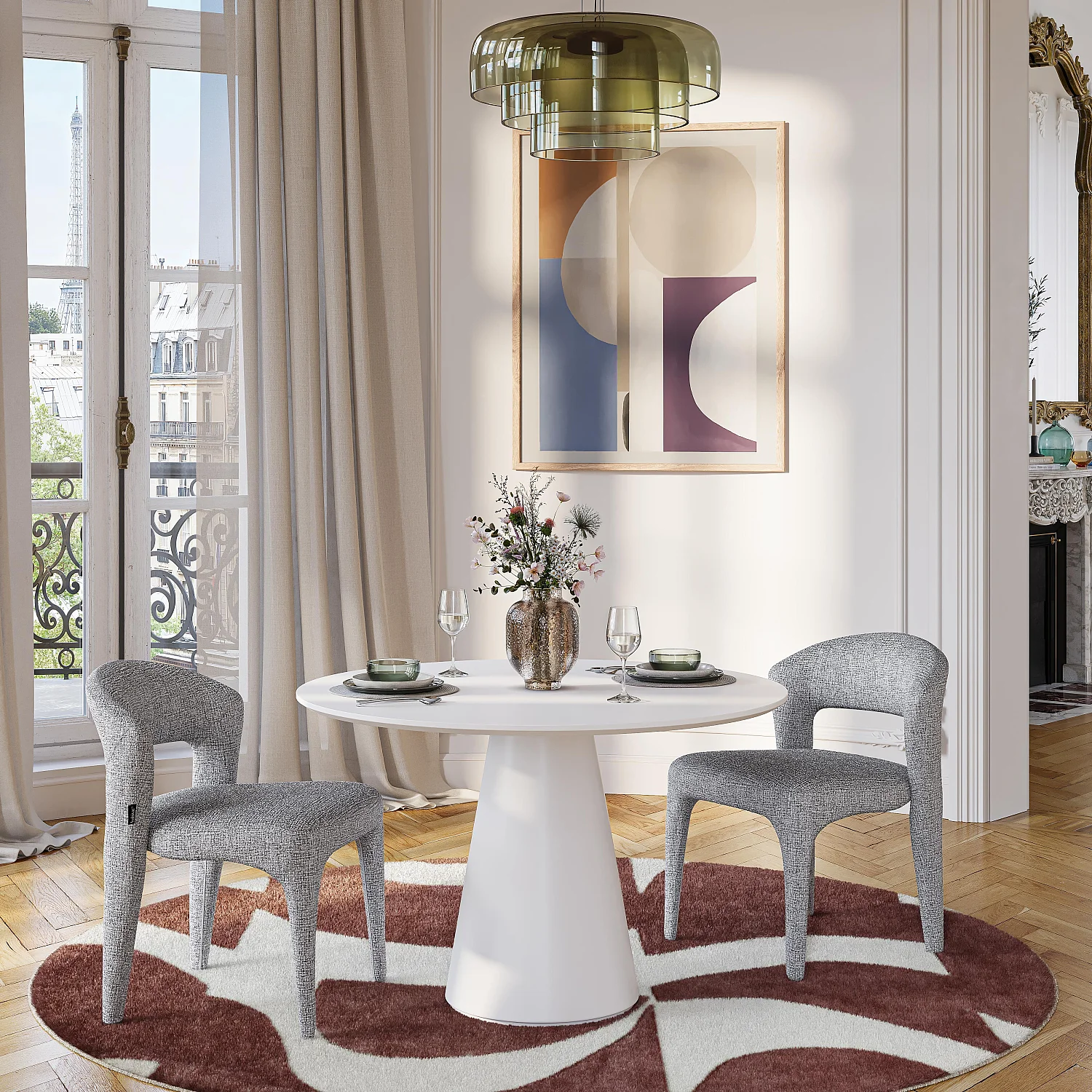 Lot de 2 chaises en tissu texturé - Gris chiné - 3