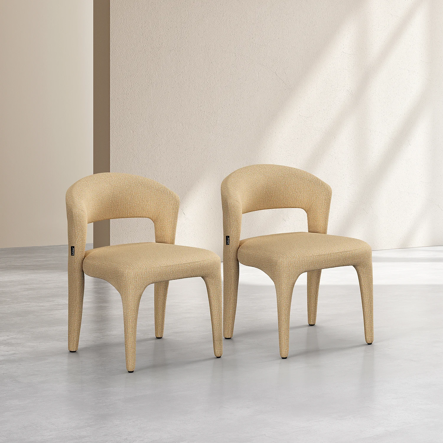 Lot de 2 chaises en tissu texturé - Jaune chiné - 2