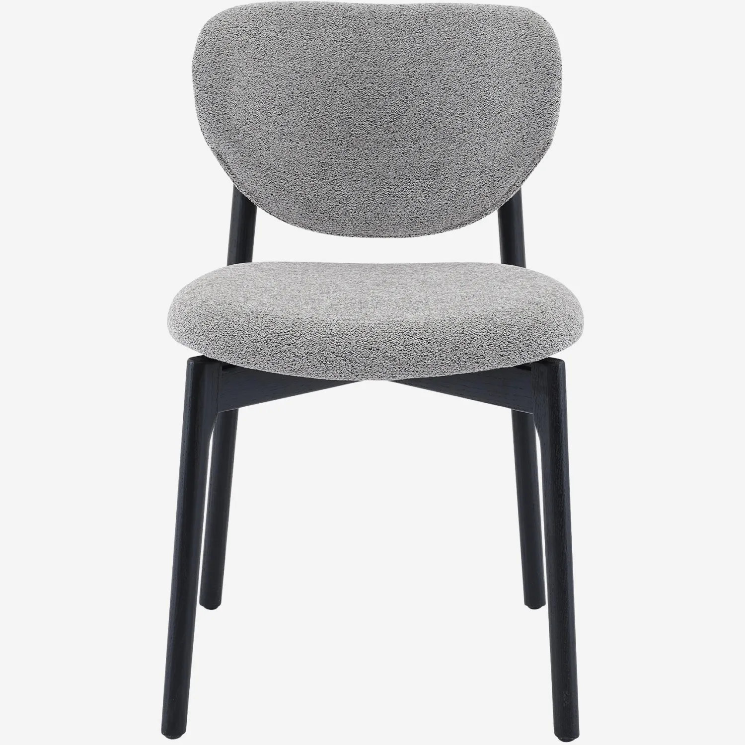 Lot de 2 chaises en tissu texturé et chêne massif noir - Gris mélangé