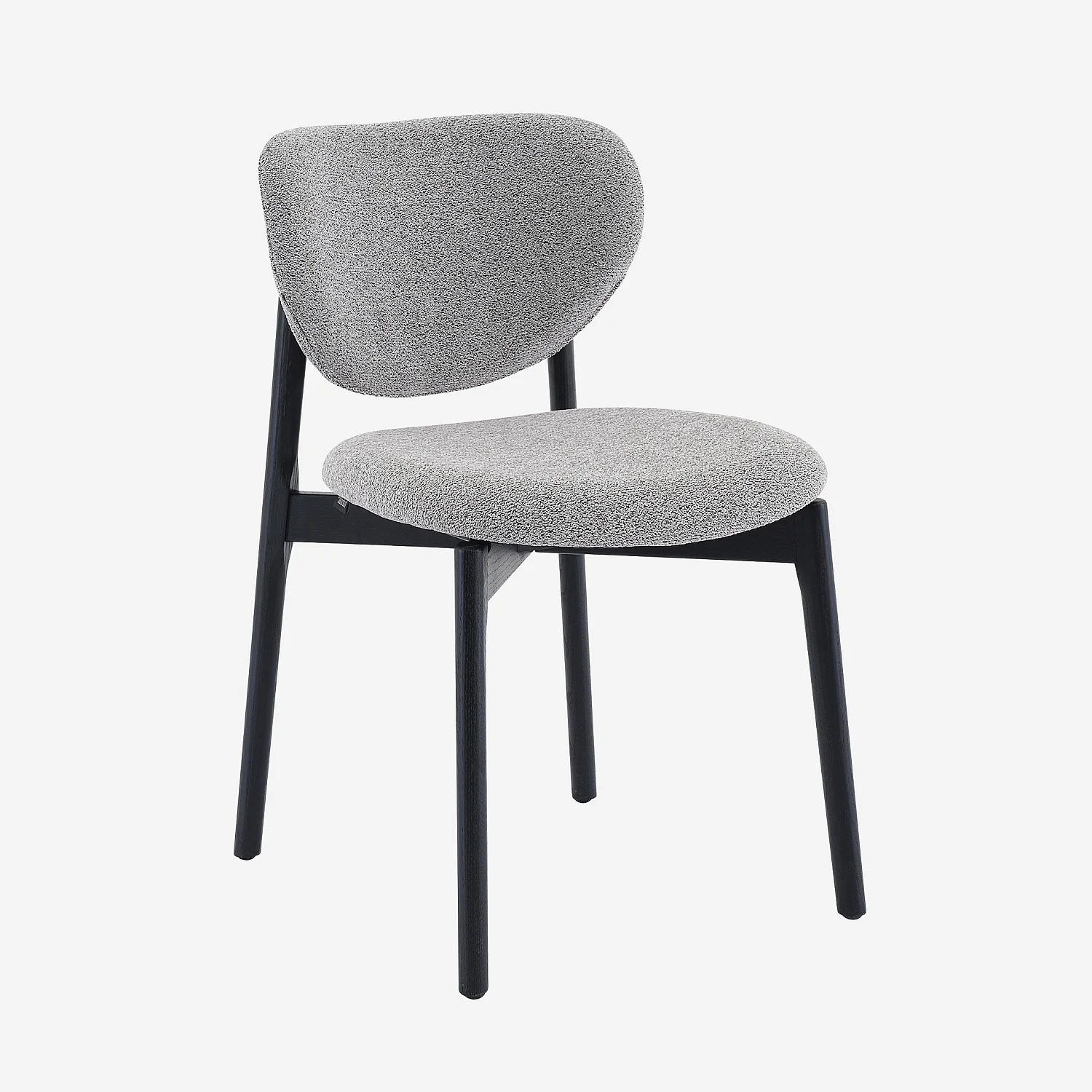 Lot de 2 chaises en tissu texturé et chêne massif noir - Gris mélangé - 3