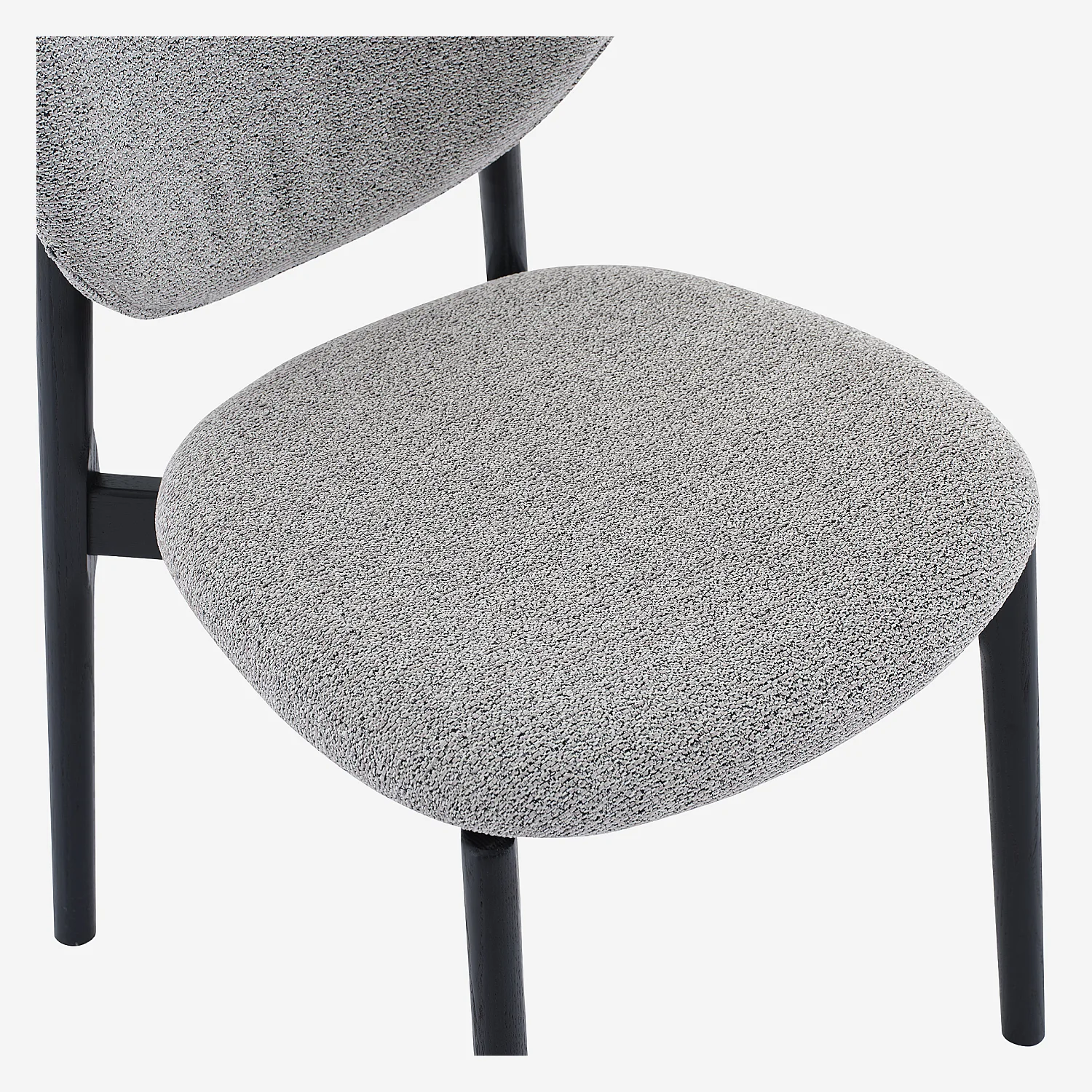 Lot de 2 chaises en tissu texturé et chêne massif noir - Gris mélangé - 4