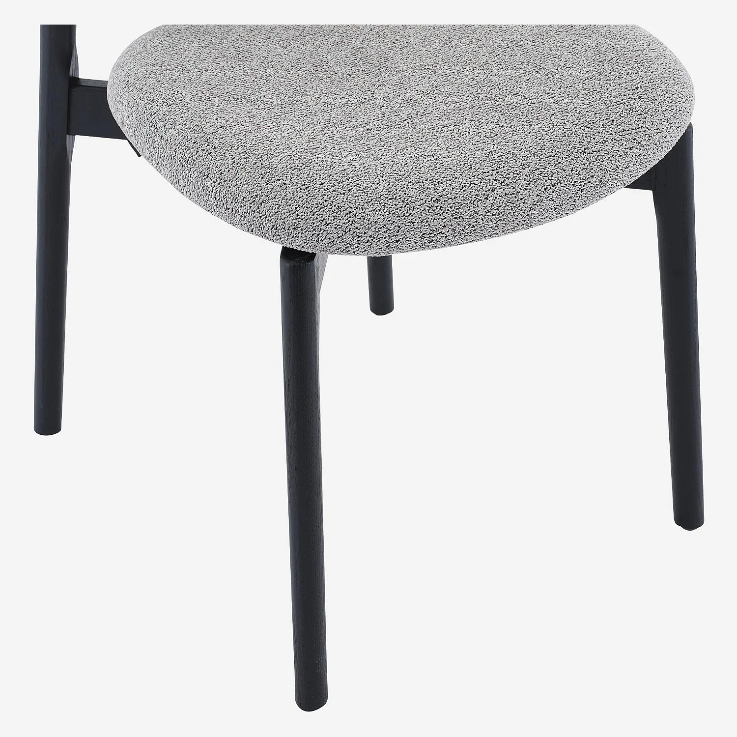Lot de 2 chaises en tissu texturé et chêne massif noir - Gris mélangé - 5