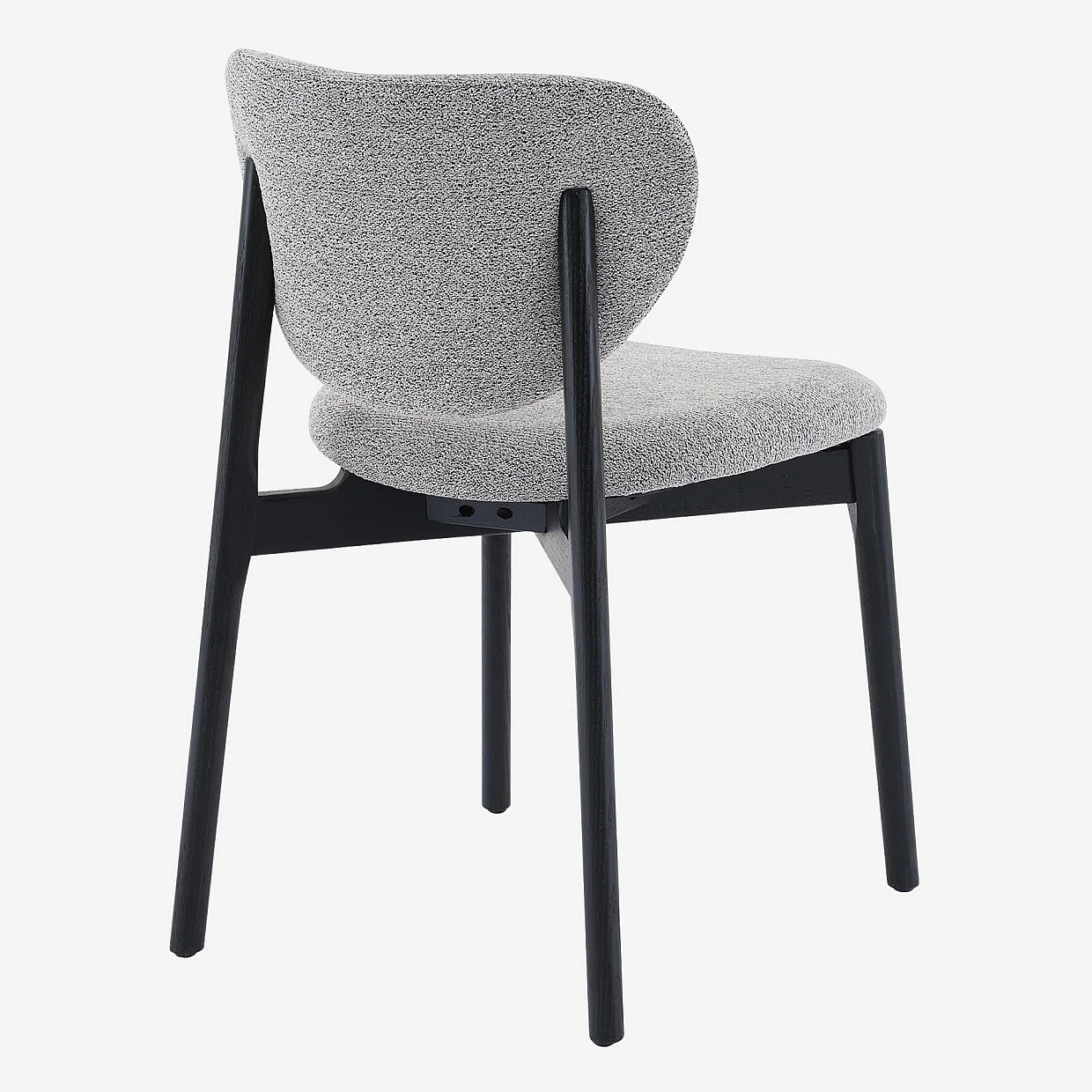Lot de 2 chaises en tissu texturé et chêne massif noir - Gris mélangé - 7