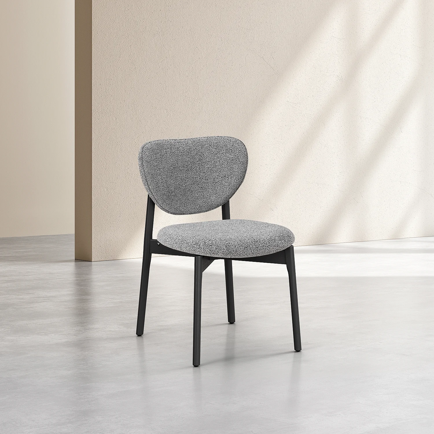 Set aus 2 Stühlen aus strukturiertem Stoff und massiver Eiche schwarz - Grau gemischt - 7