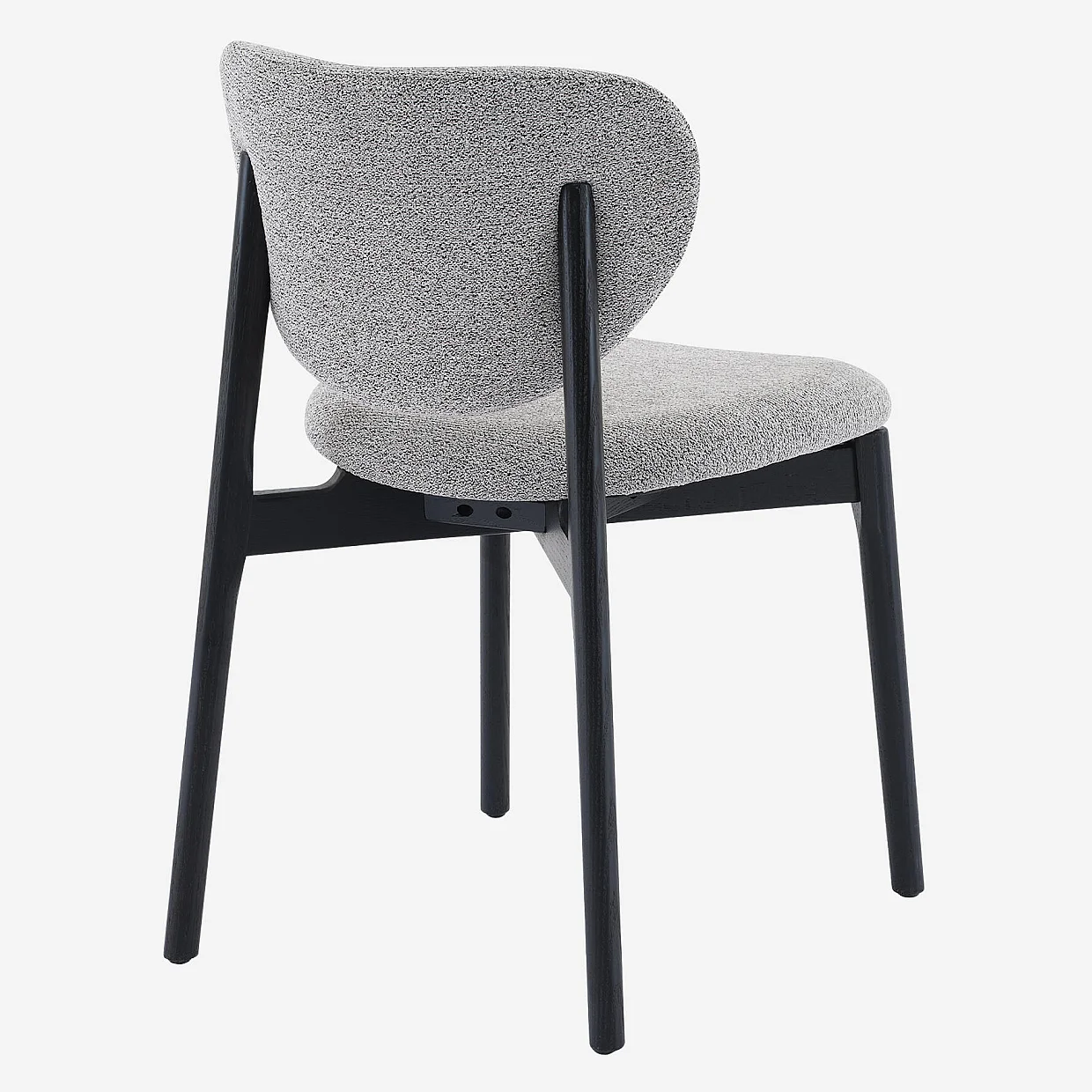 Lot de 2 chaises en tissu texturé et chêne massif noir - Gris mélangé - 7