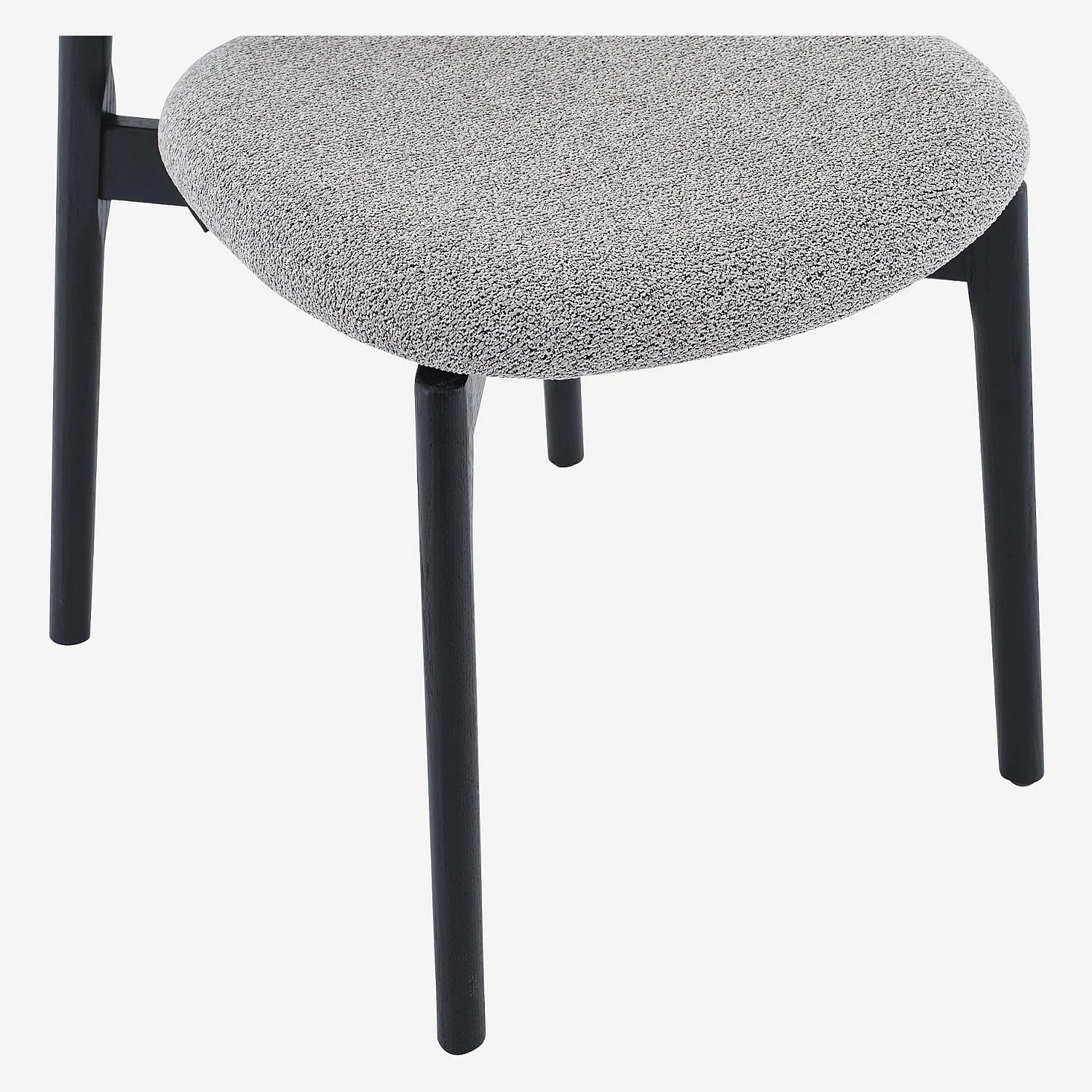 Lot de 2 chaises en tissu texturé et chêne massif noir - Gris mélangé - 5