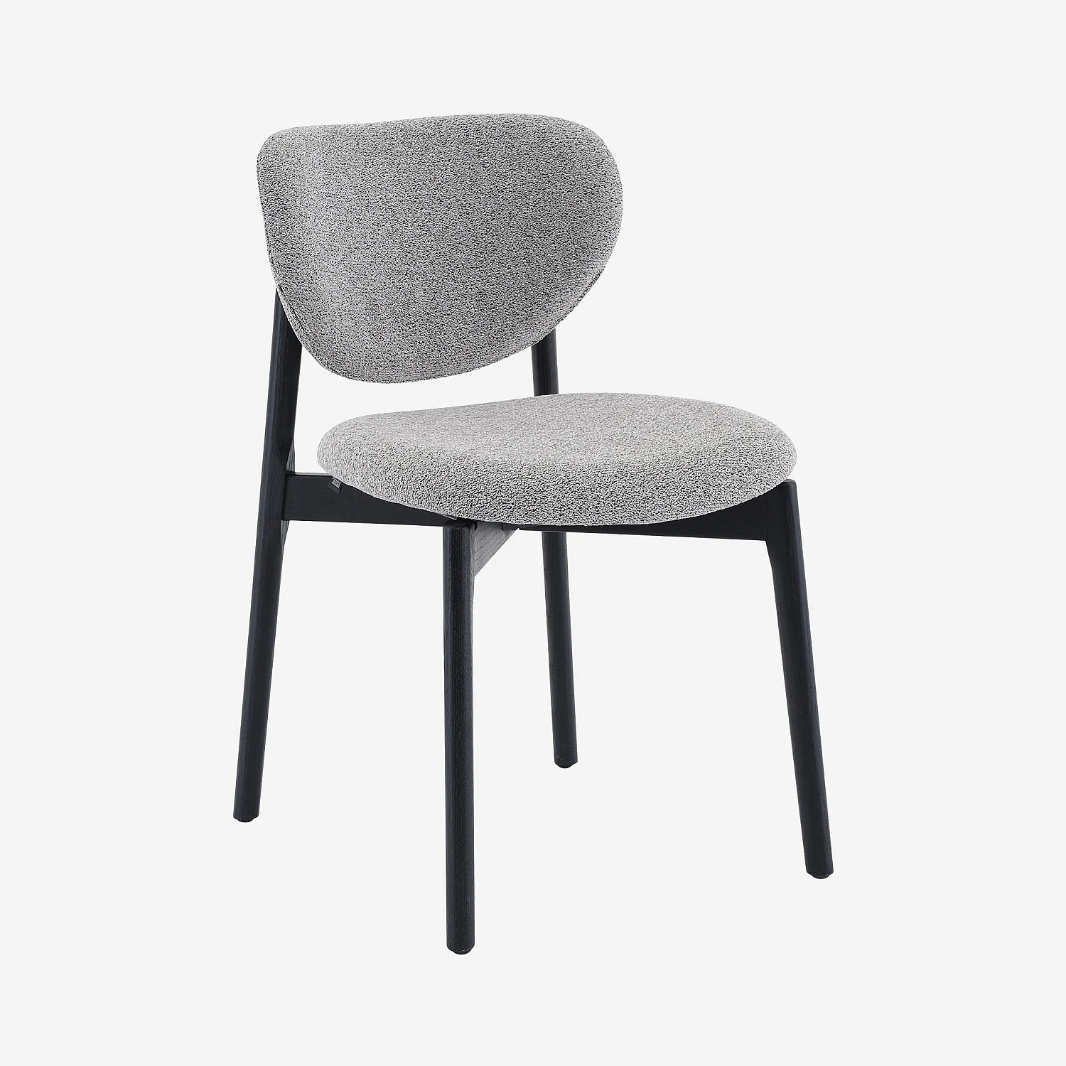 Lot de 2 chaises en tissu texturé et chêne massif noir - Gris mélangé - 3