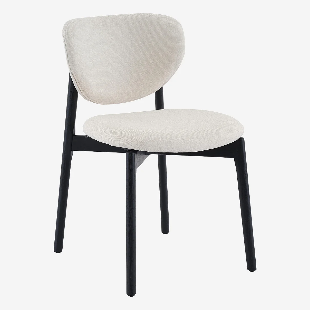 Lot de 2 chaises en tissu texturé et chêne massif noir - Écru - 2